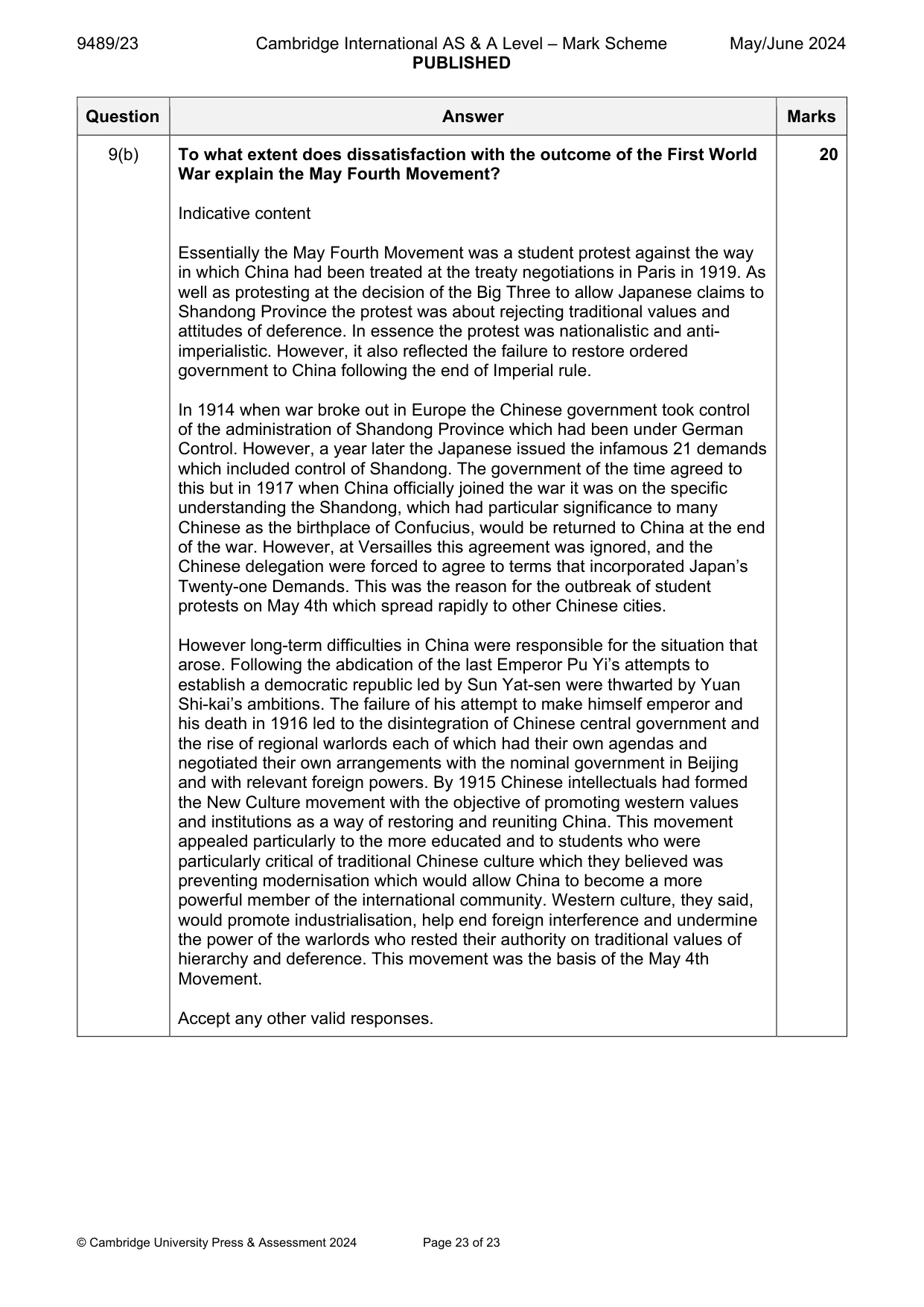 Mark scheme, page 23 of 23