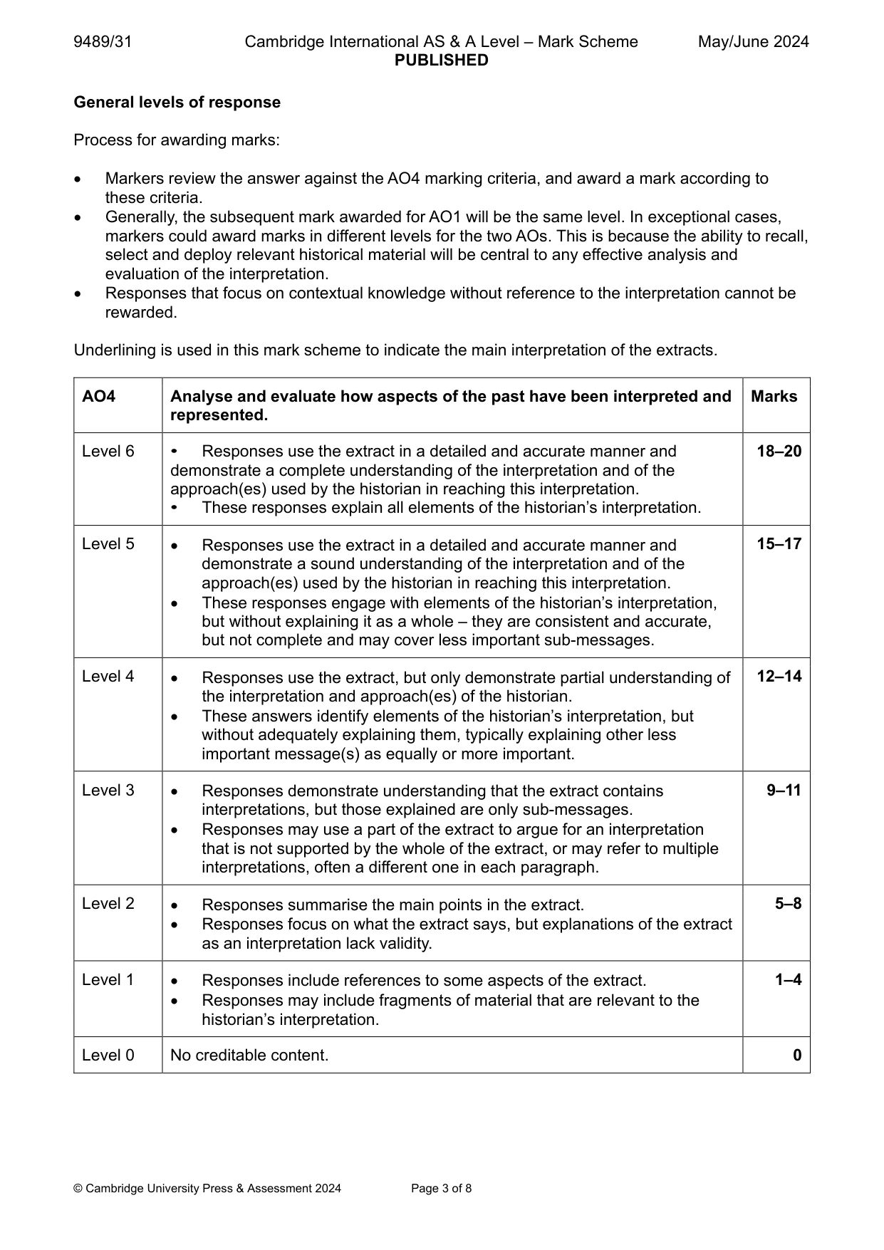 Mark scheme, page 3 of 8