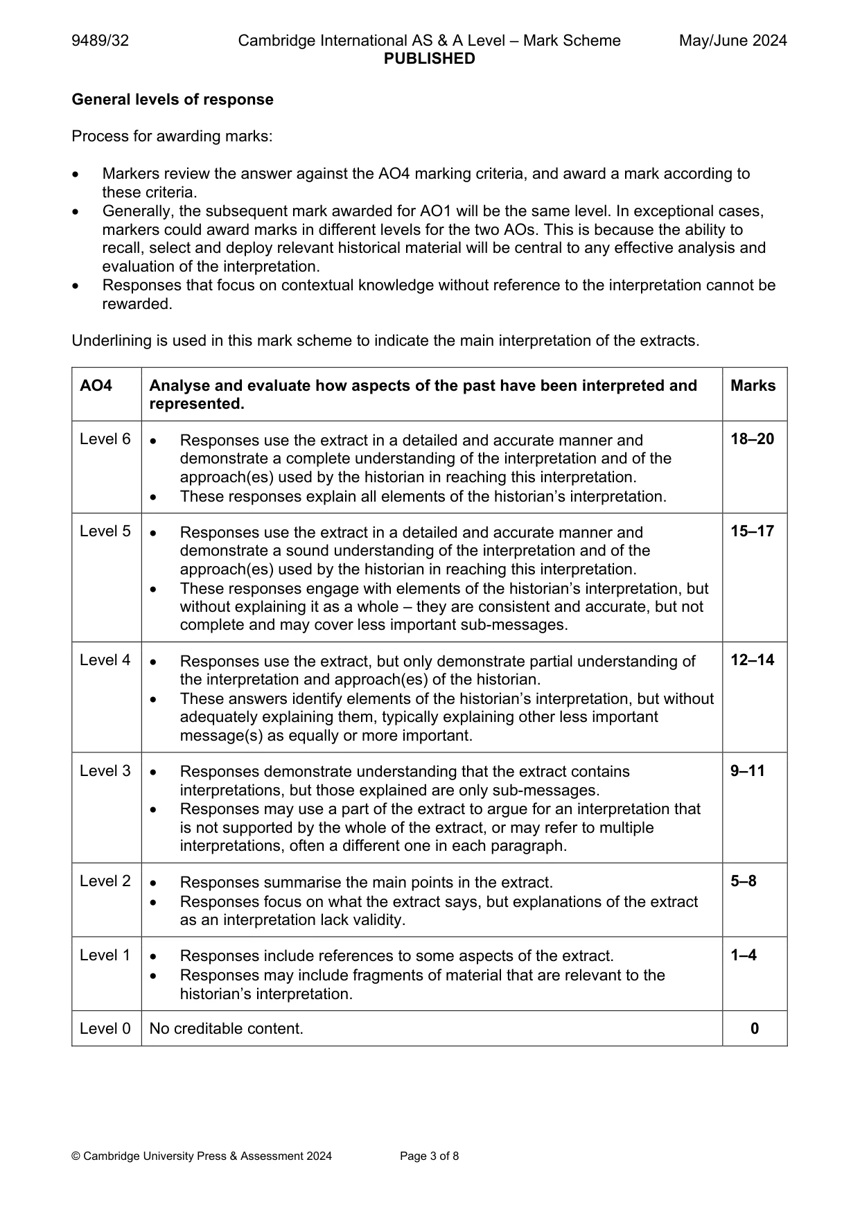 Mark scheme, page 3 of 8