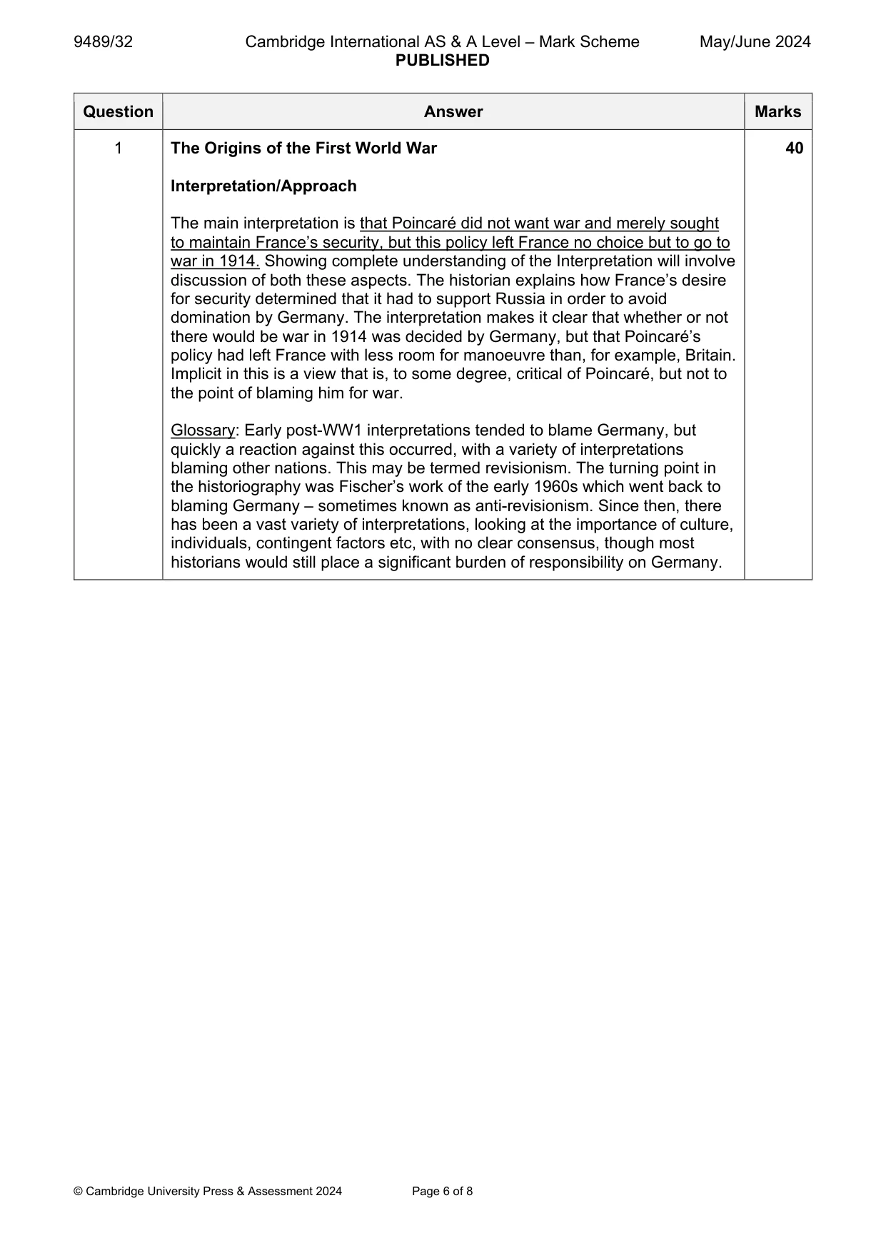 Mark scheme, page 6 of 8