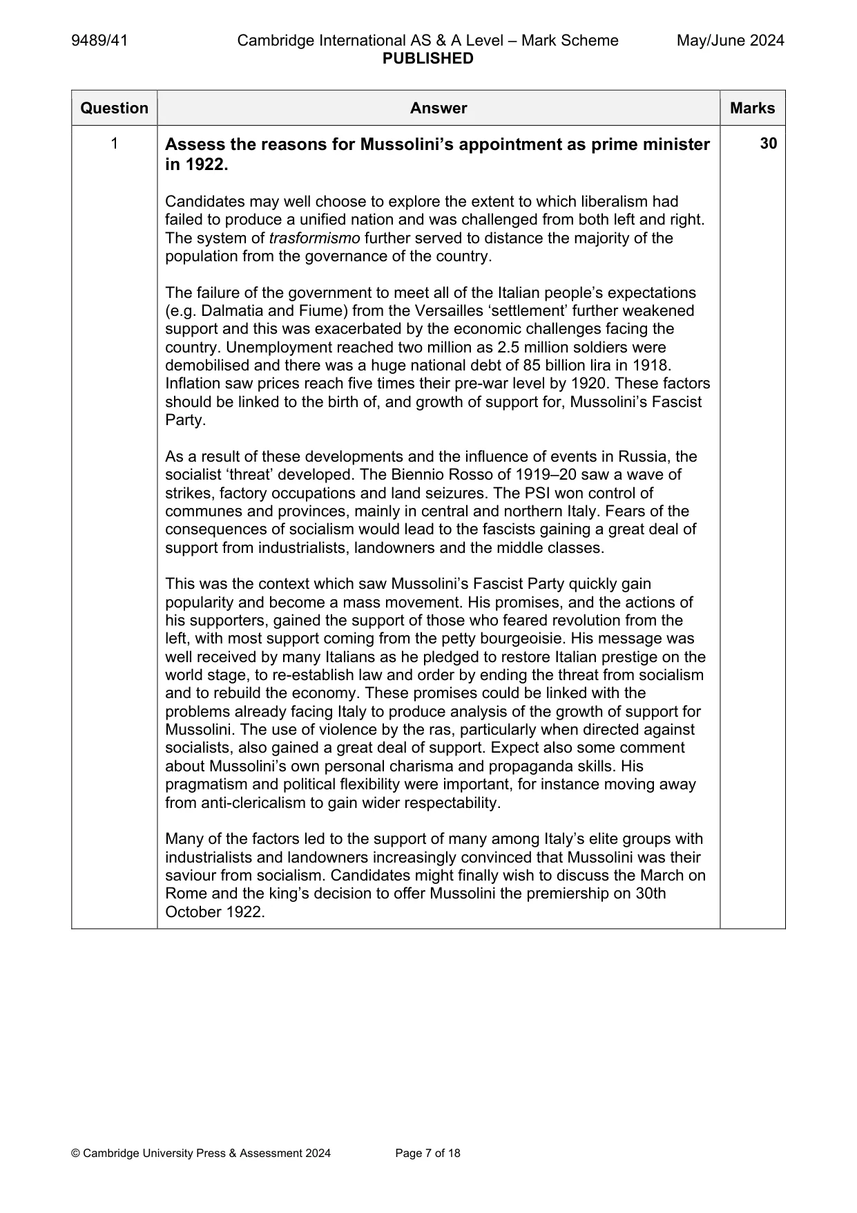 Mark scheme, page 7 of 18