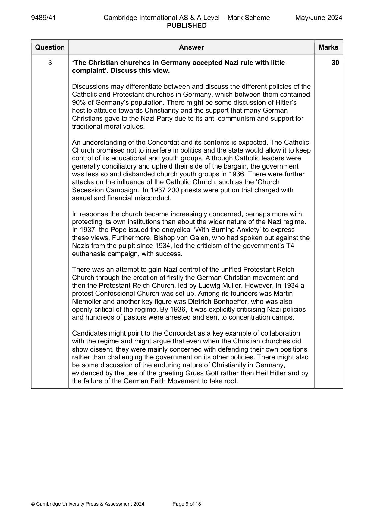 Mark scheme, page 9 of 18