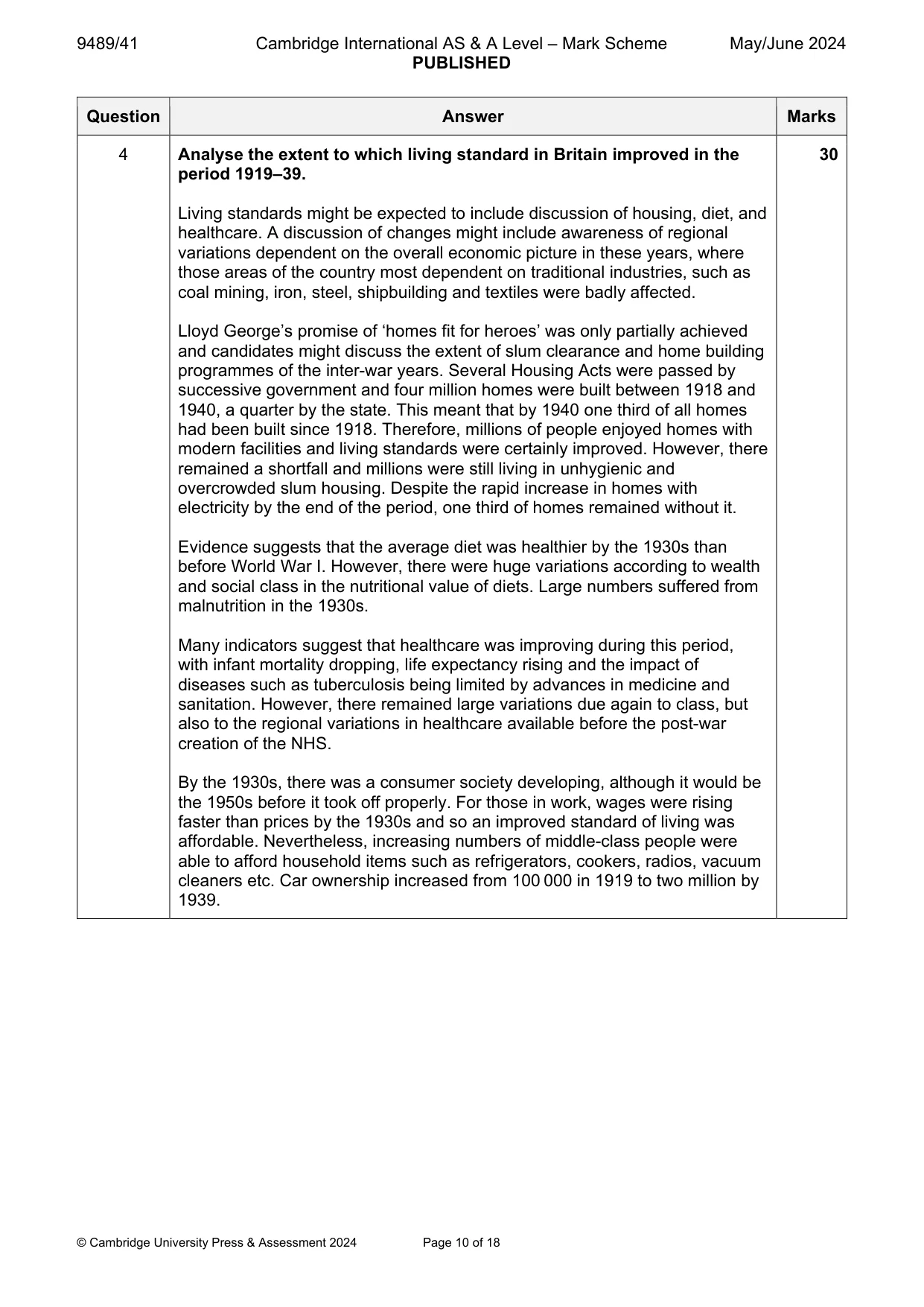 Mark scheme, page 10 of 18