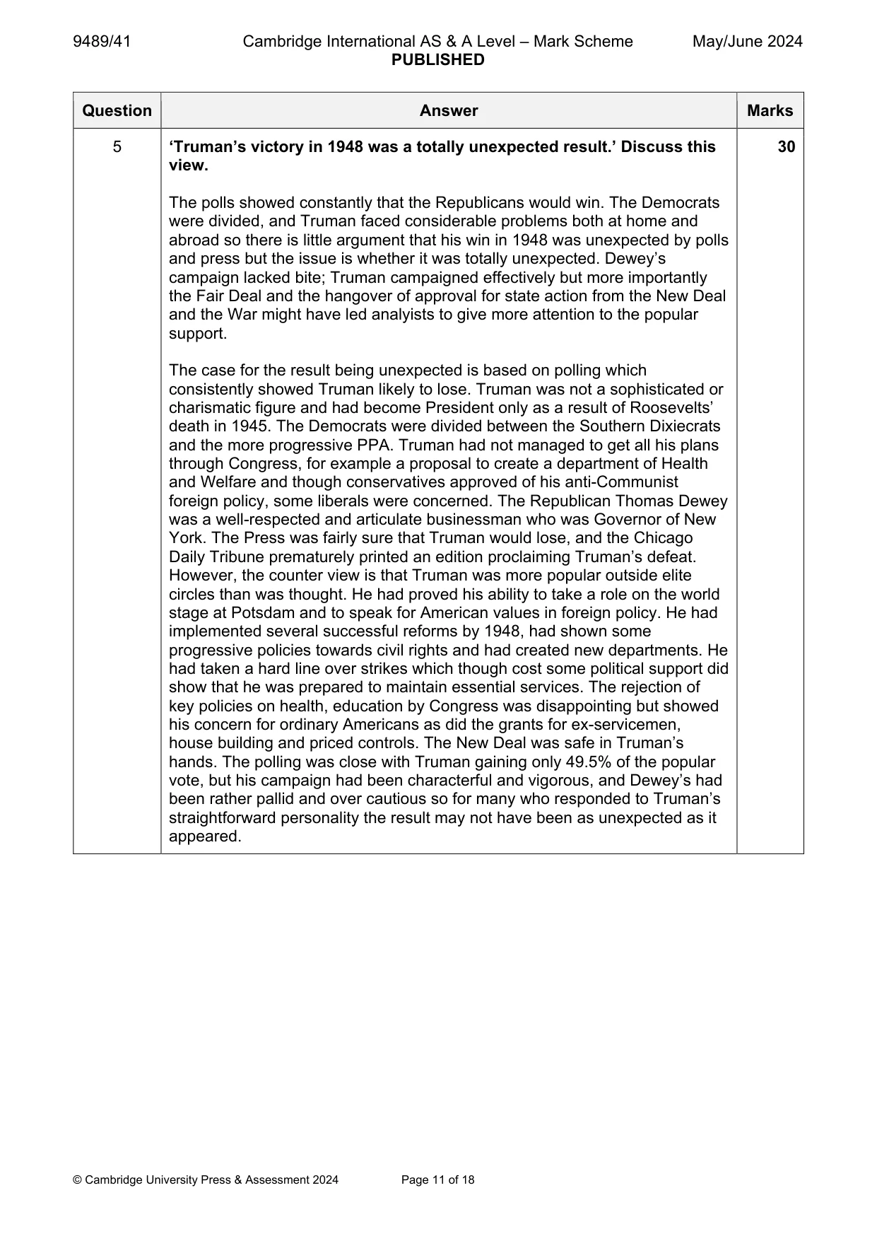 Mark scheme, page 11 of 18