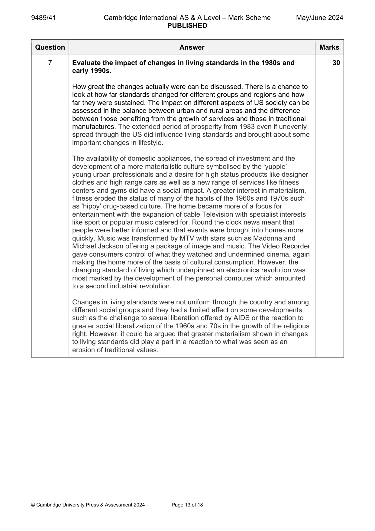 Mark scheme, page 13 of 18