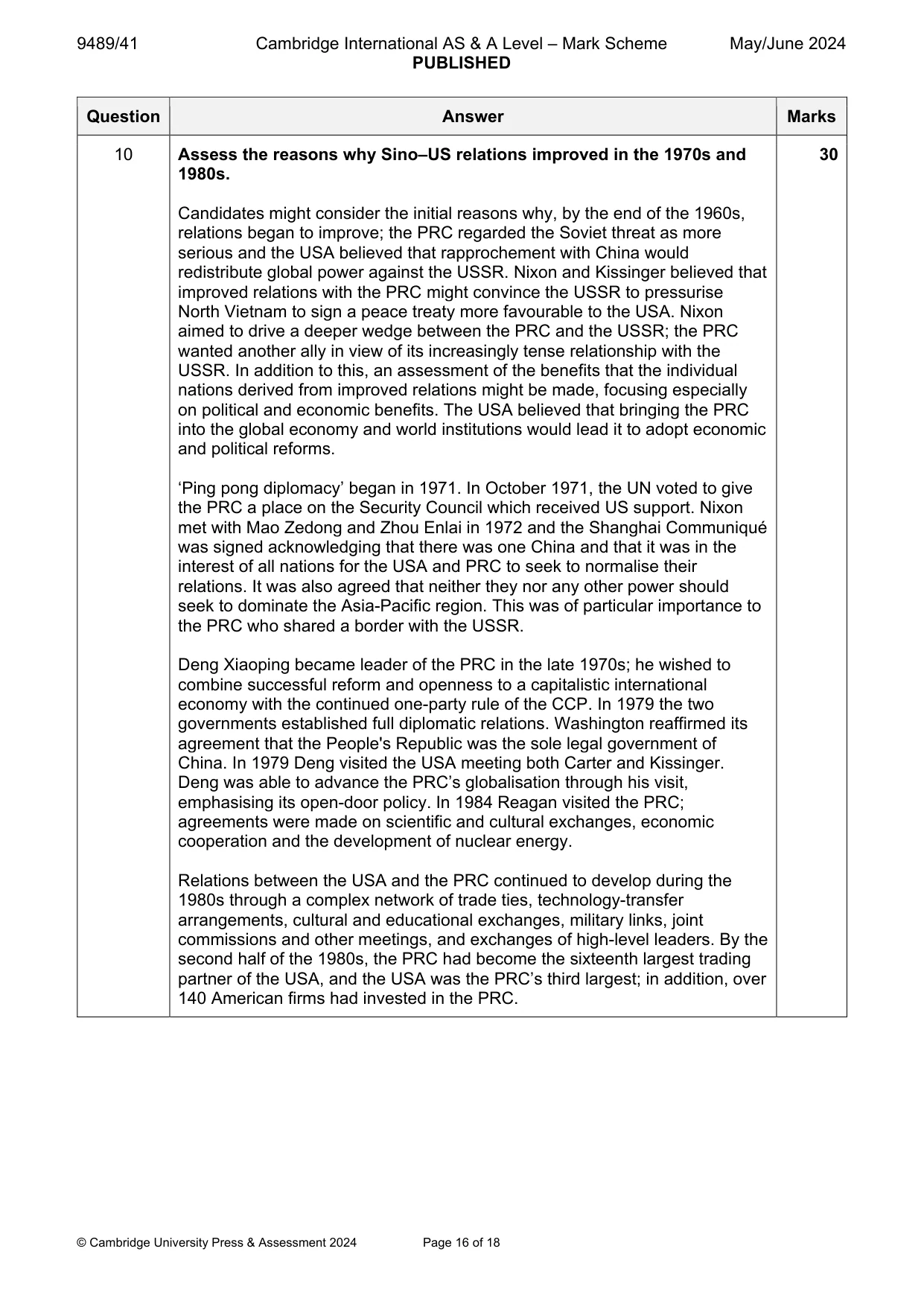 Mark scheme, page 16 of 18