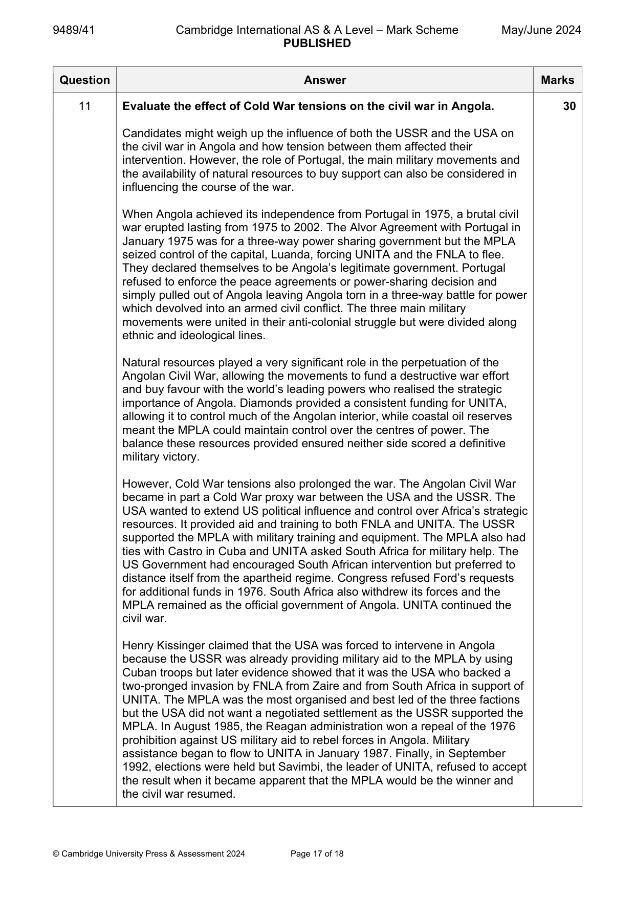 Mark scheme, page 17 of 18