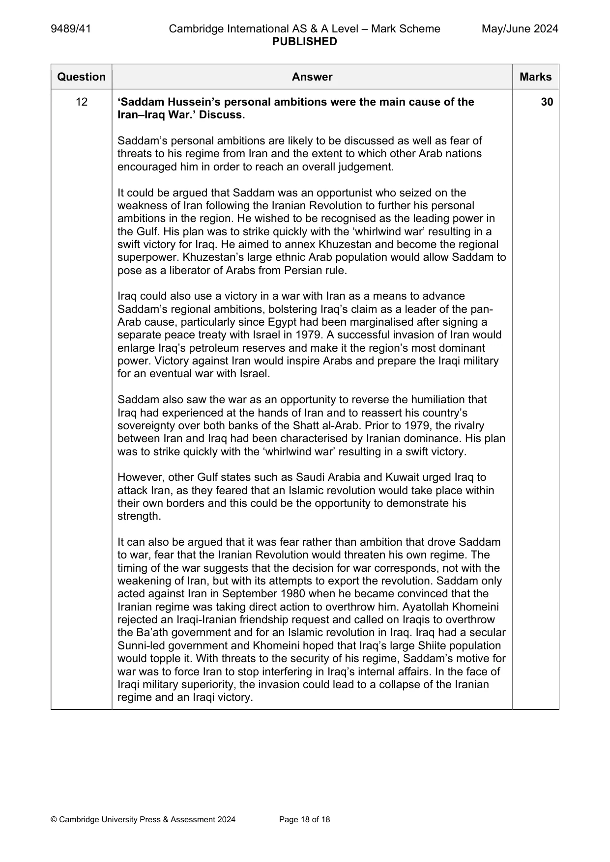 Mark scheme, page 18 of 18