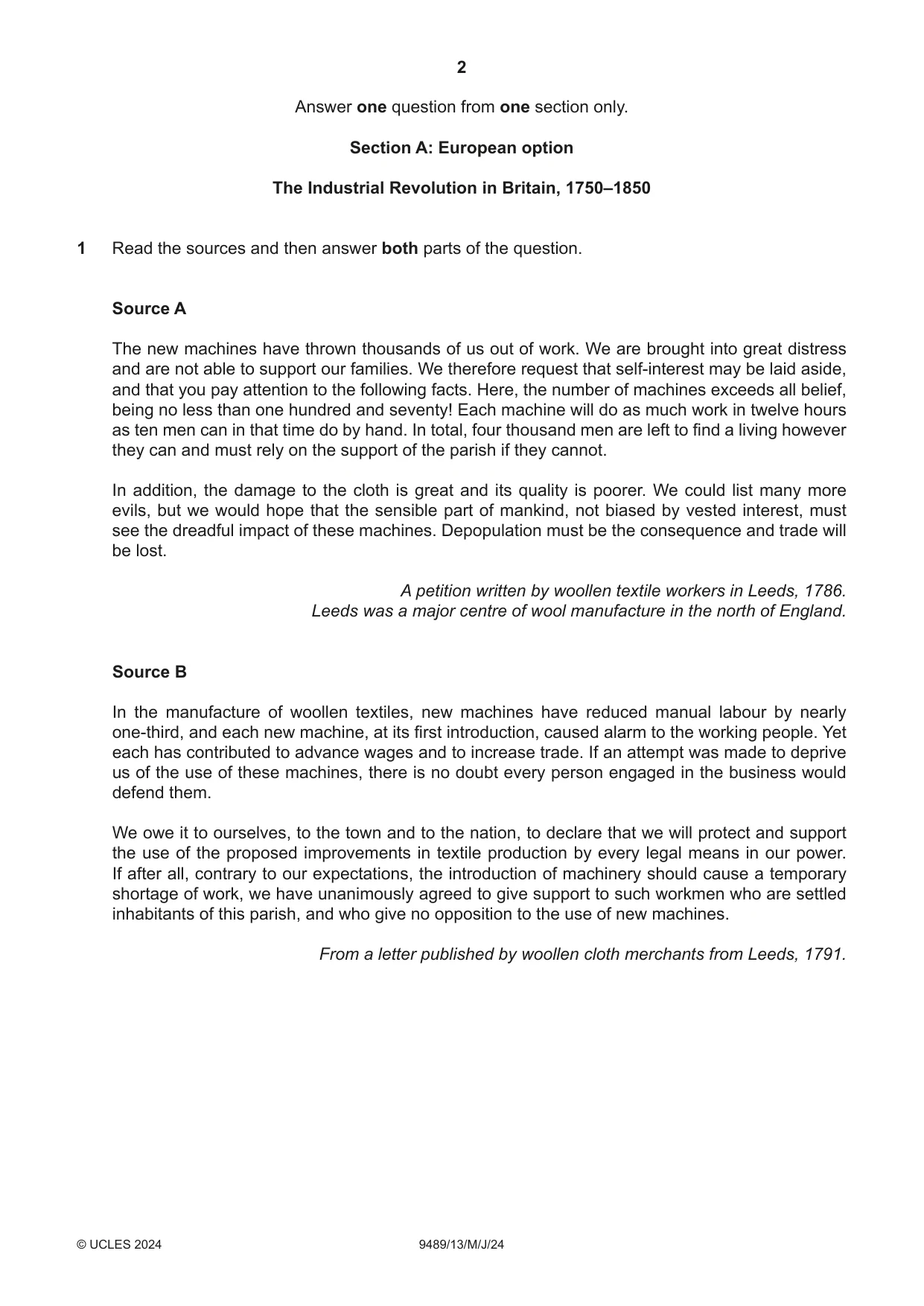 Cambridge A Level History 9489 2024 May/June Paper 1 · Variant 3 question paper, page 2 of 8