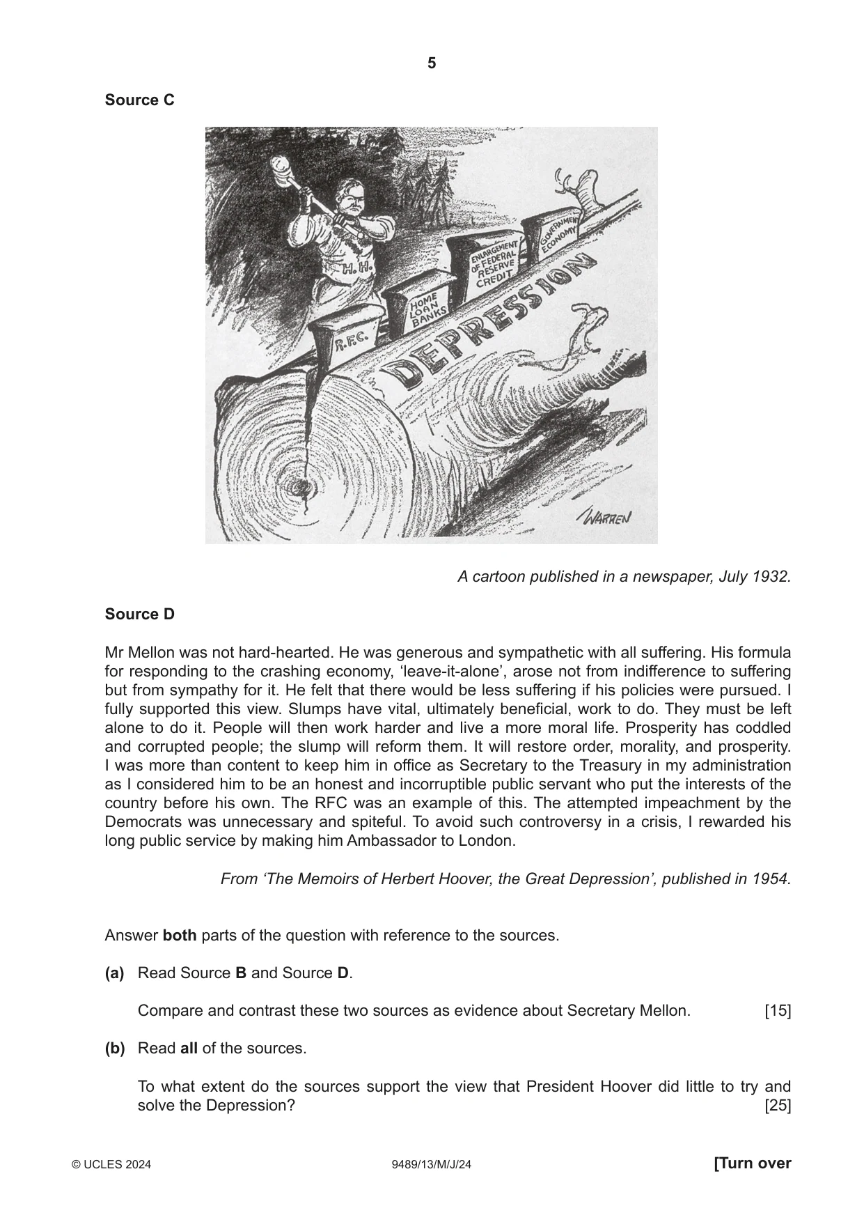 Cambridge A Level History 9489 2024 May/June Paper 1 · Variant 3 question paper, page 5 of 8