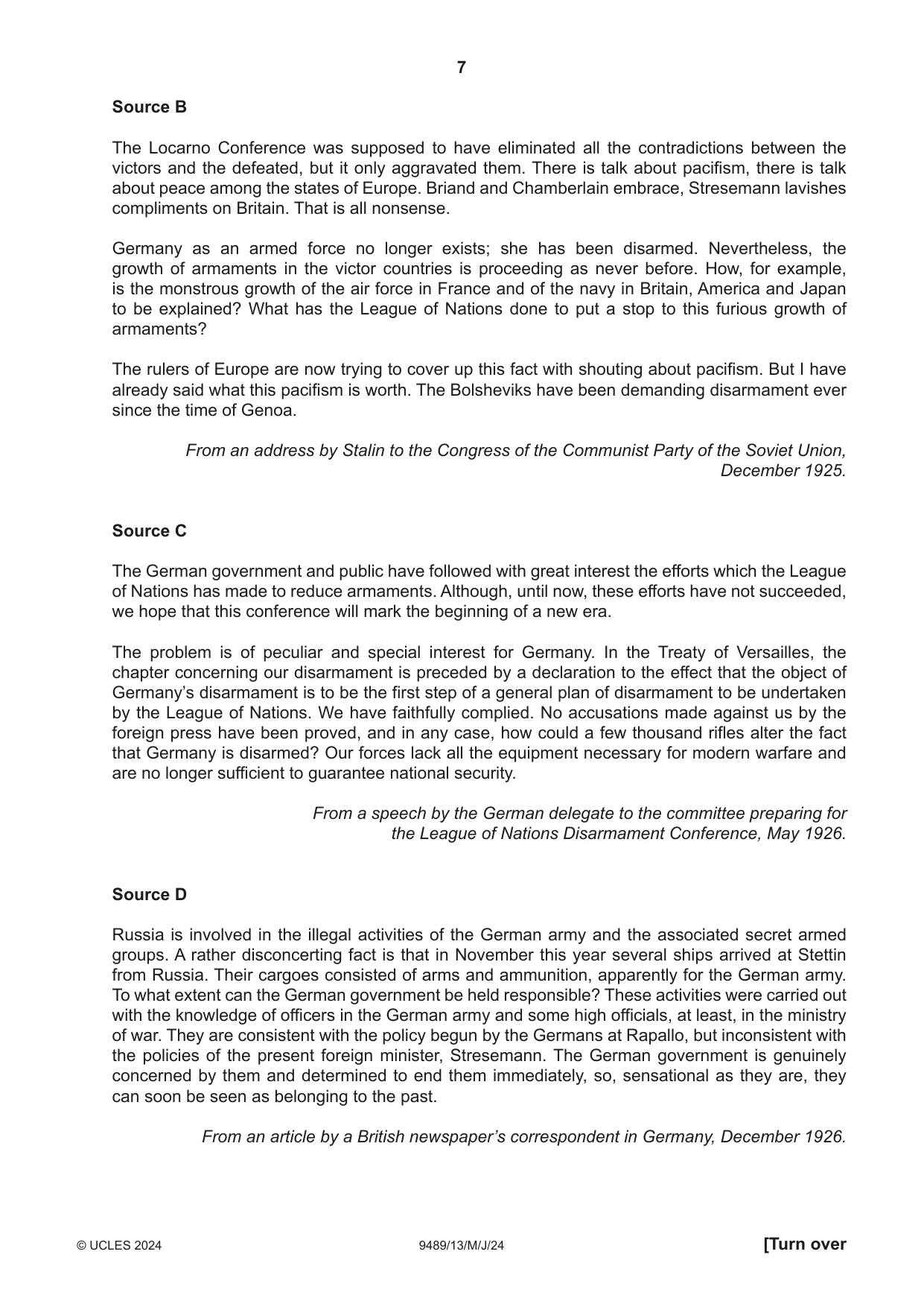 Cambridge A Level History 9489 2024 May/June Paper 1 · Variant 3 question paper, page 7 of 8