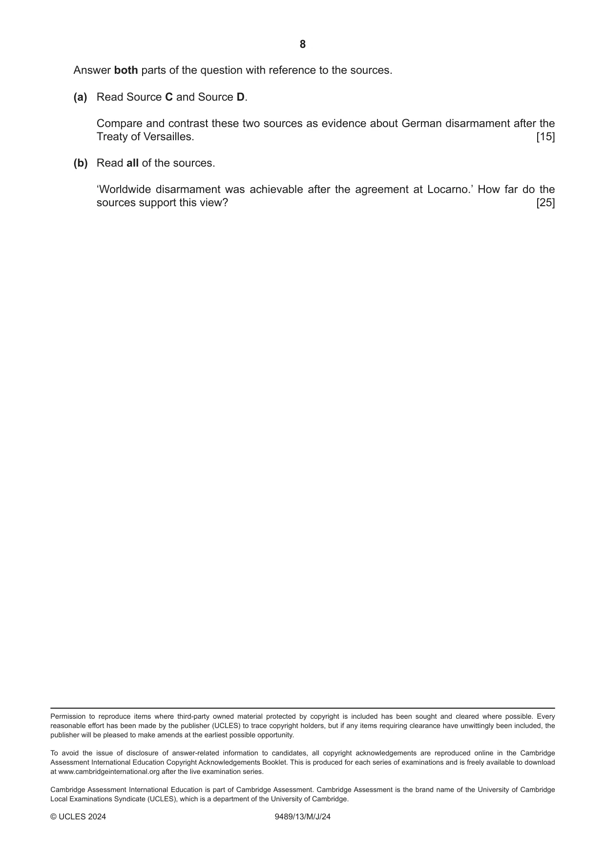 Cambridge A Level History 9489 2024 May/June Paper 1 · Variant 3 question paper, page 8 of 8