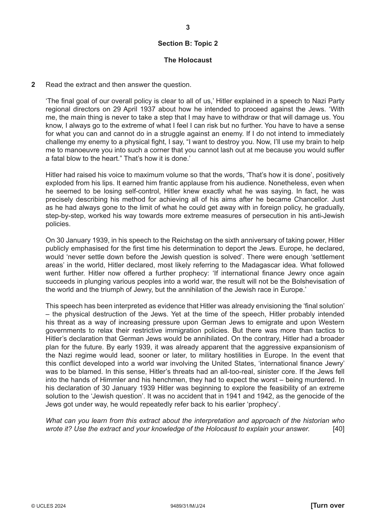 Cambridge A Level History 9489 2024 May/June Paper 3 · Variant 1 question paper, page 3 of 4