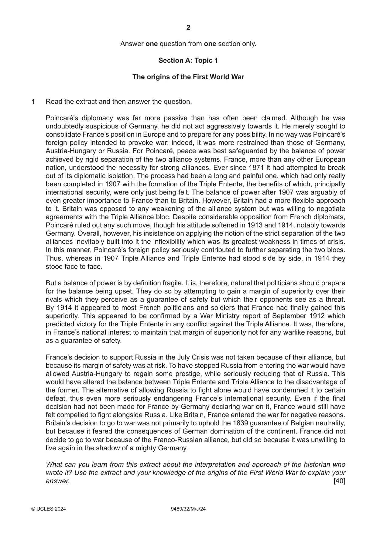 Cambridge A Level History 9489 2024 May/June Paper 3 · Variant 2 question paper, page 2 of 4