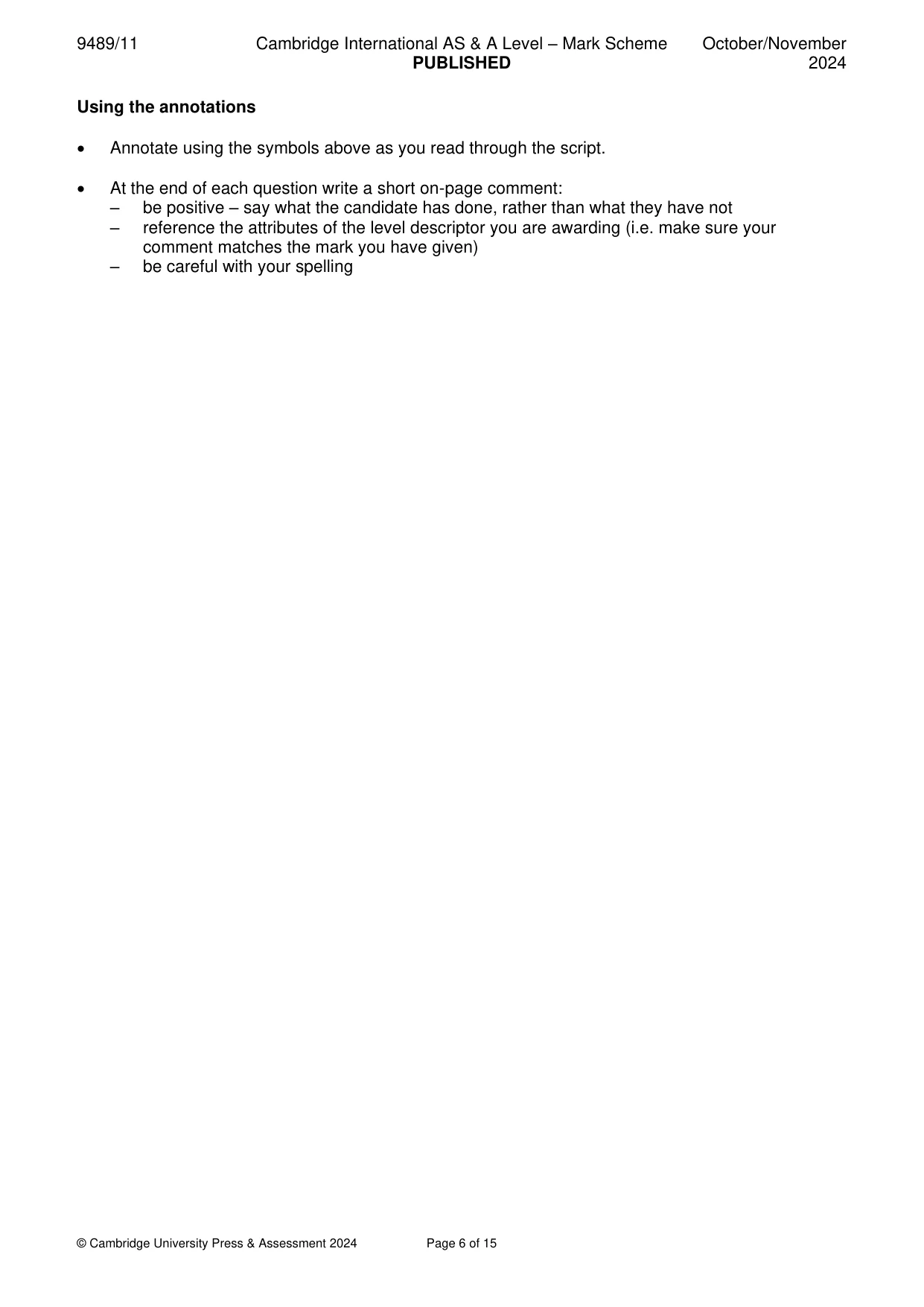Mark scheme, page 6 of 15