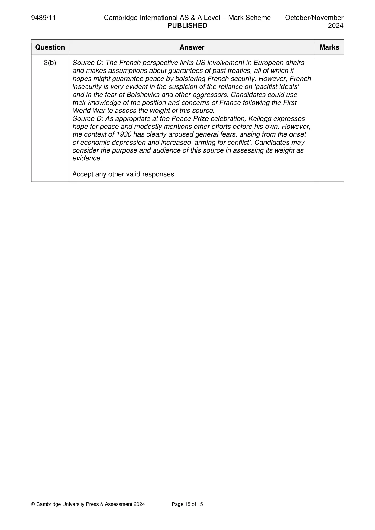 Mark scheme, page 15 of 15