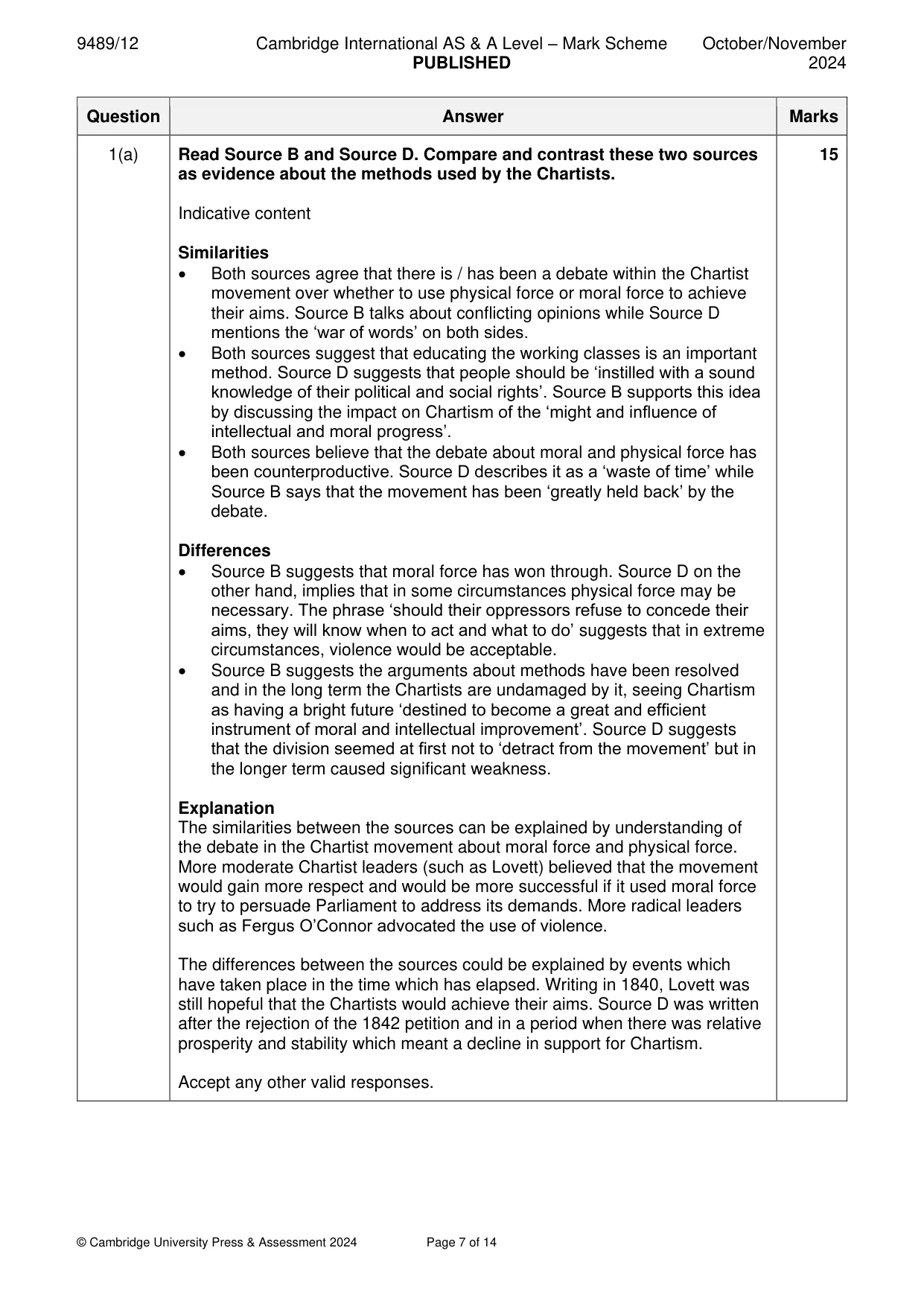 Mark scheme, page 7 of 14