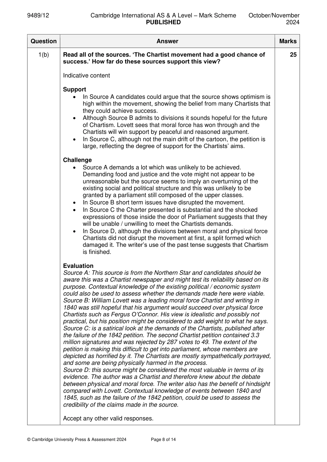 Mark scheme, page 8 of 14
