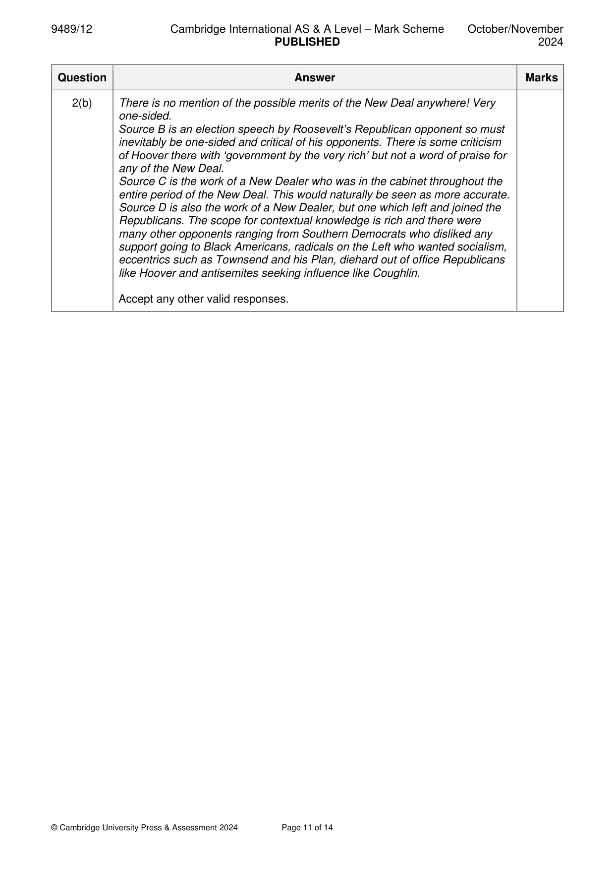 Mark scheme, page 11 of 14