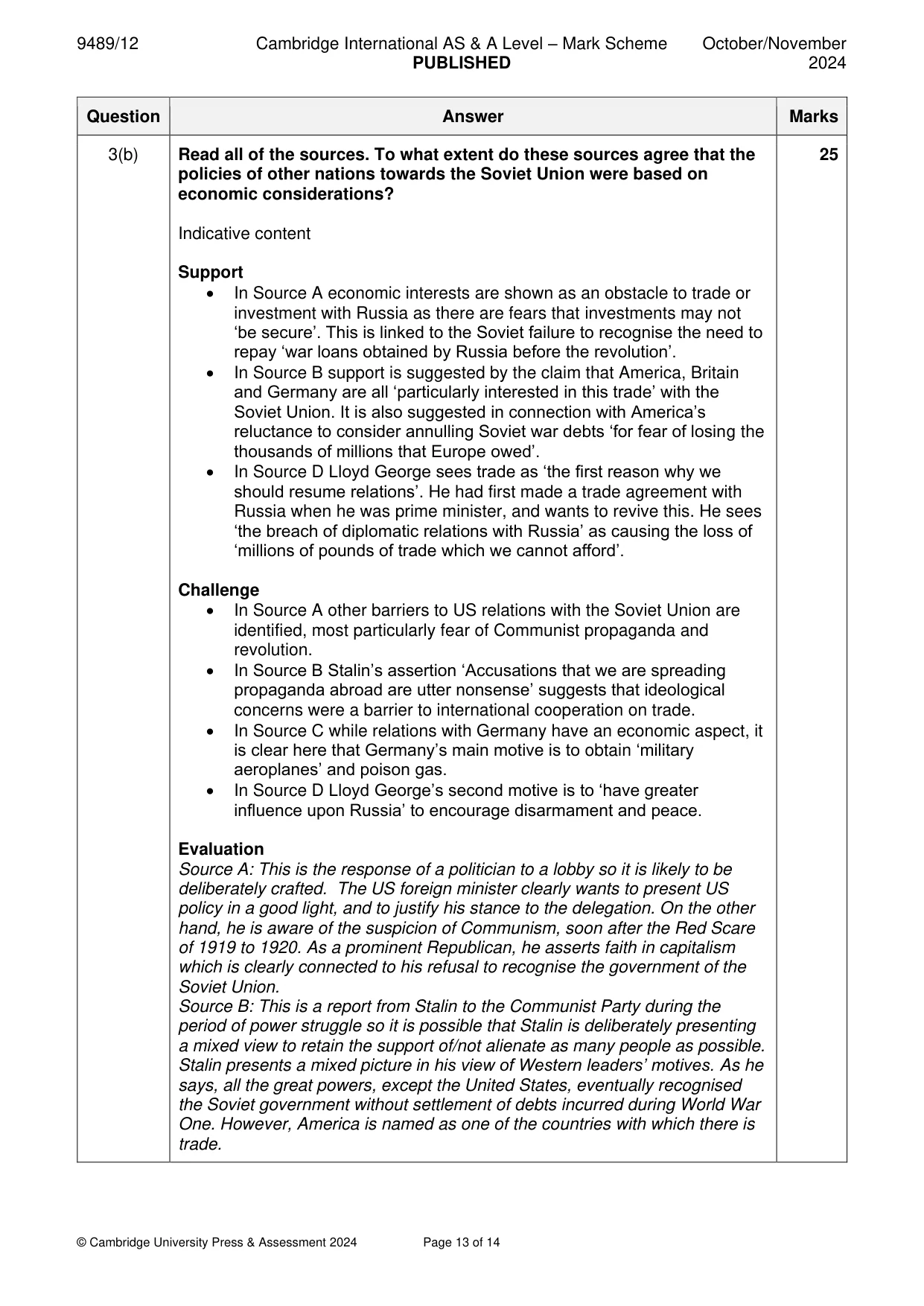 Mark scheme, page 13 of 14