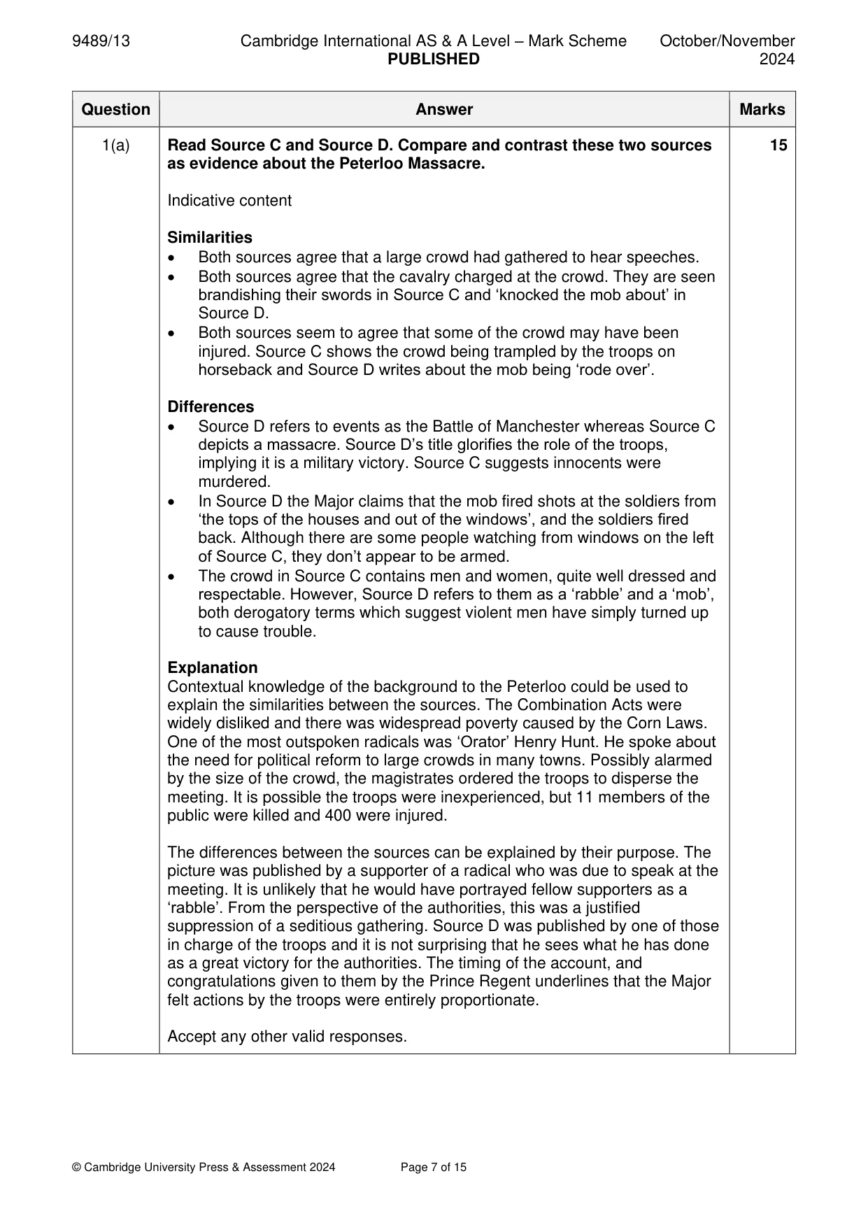 Mark scheme, page 7 of 15