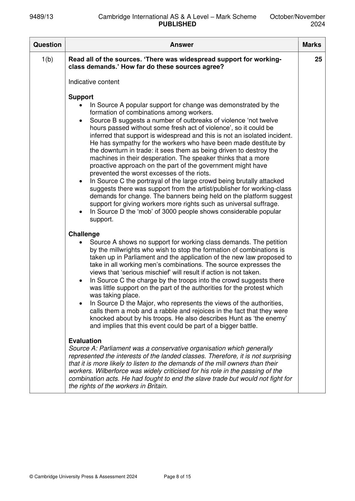 Mark scheme, page 8 of 15