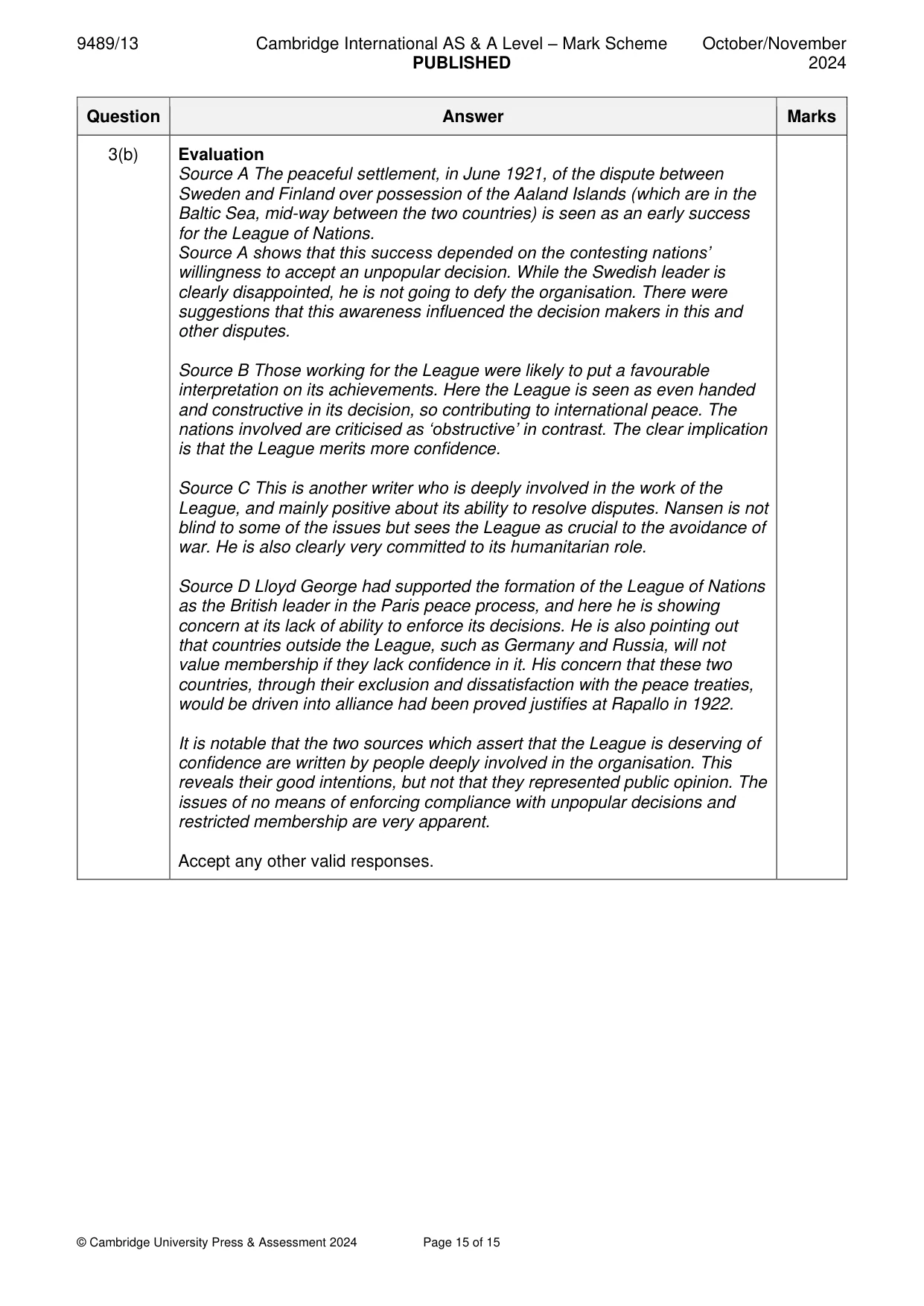 Mark scheme, page 15 of 15