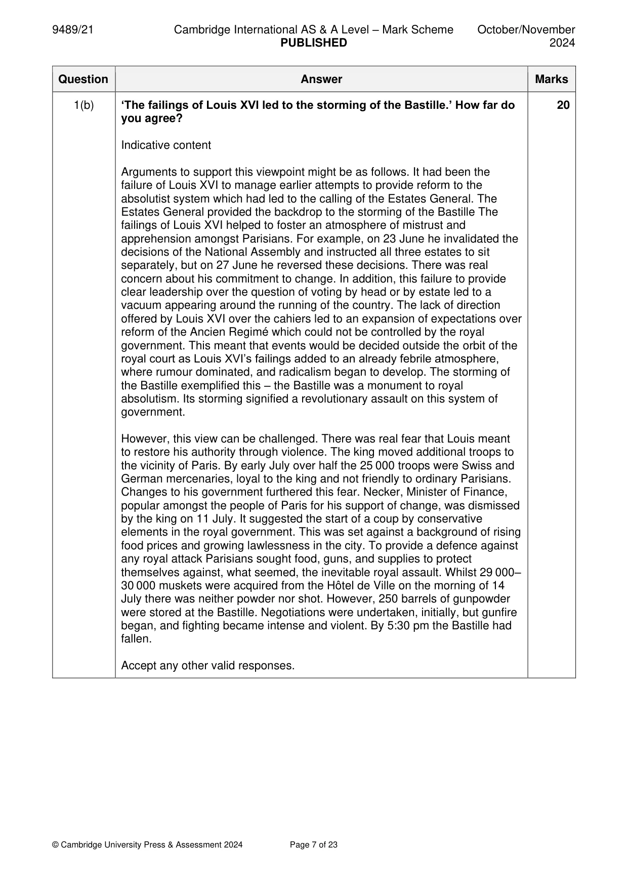 Mark scheme, page 7 of 23
