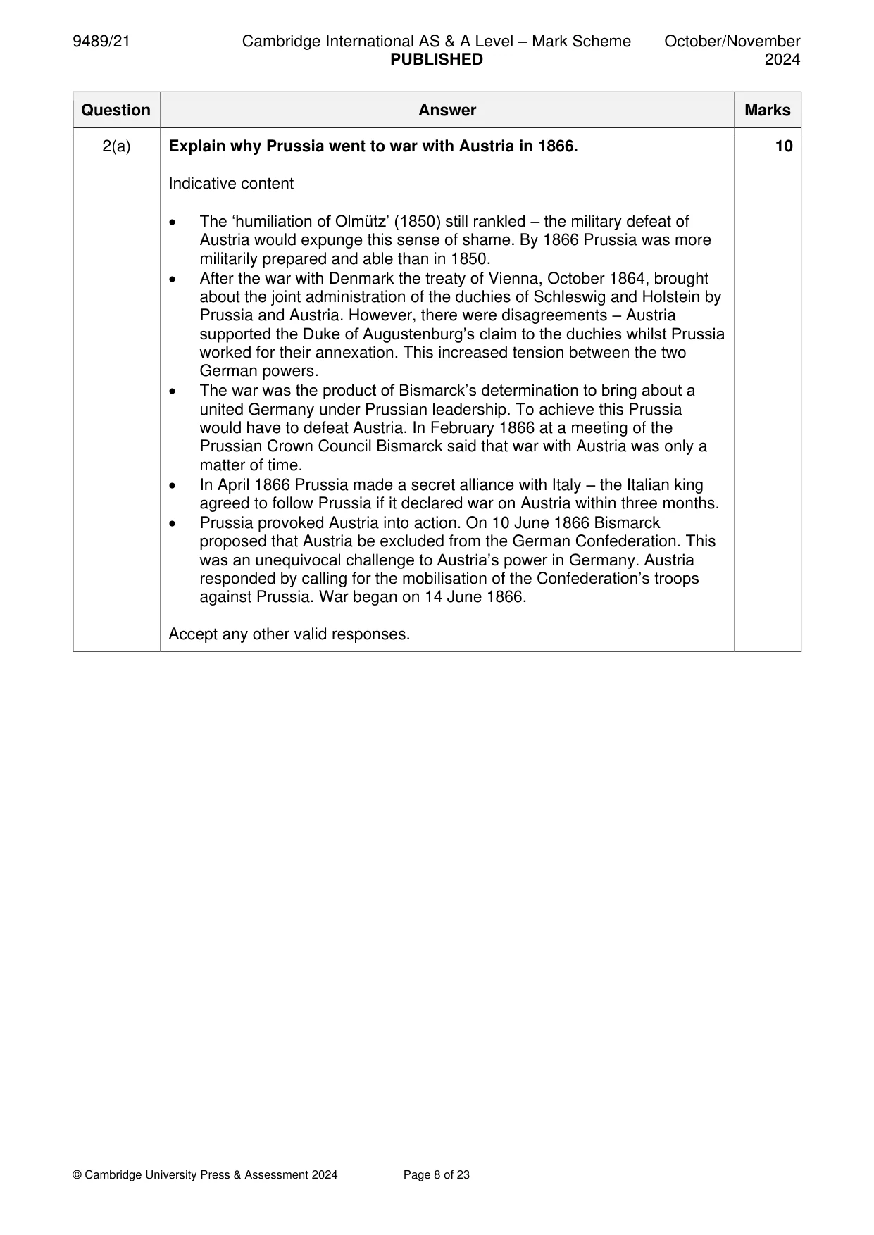 Mark scheme, page 8 of 23