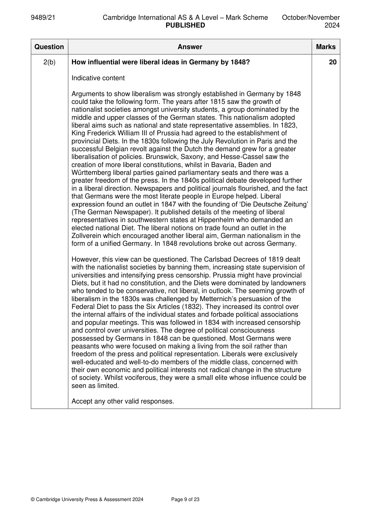 Mark scheme, page 9 of 23