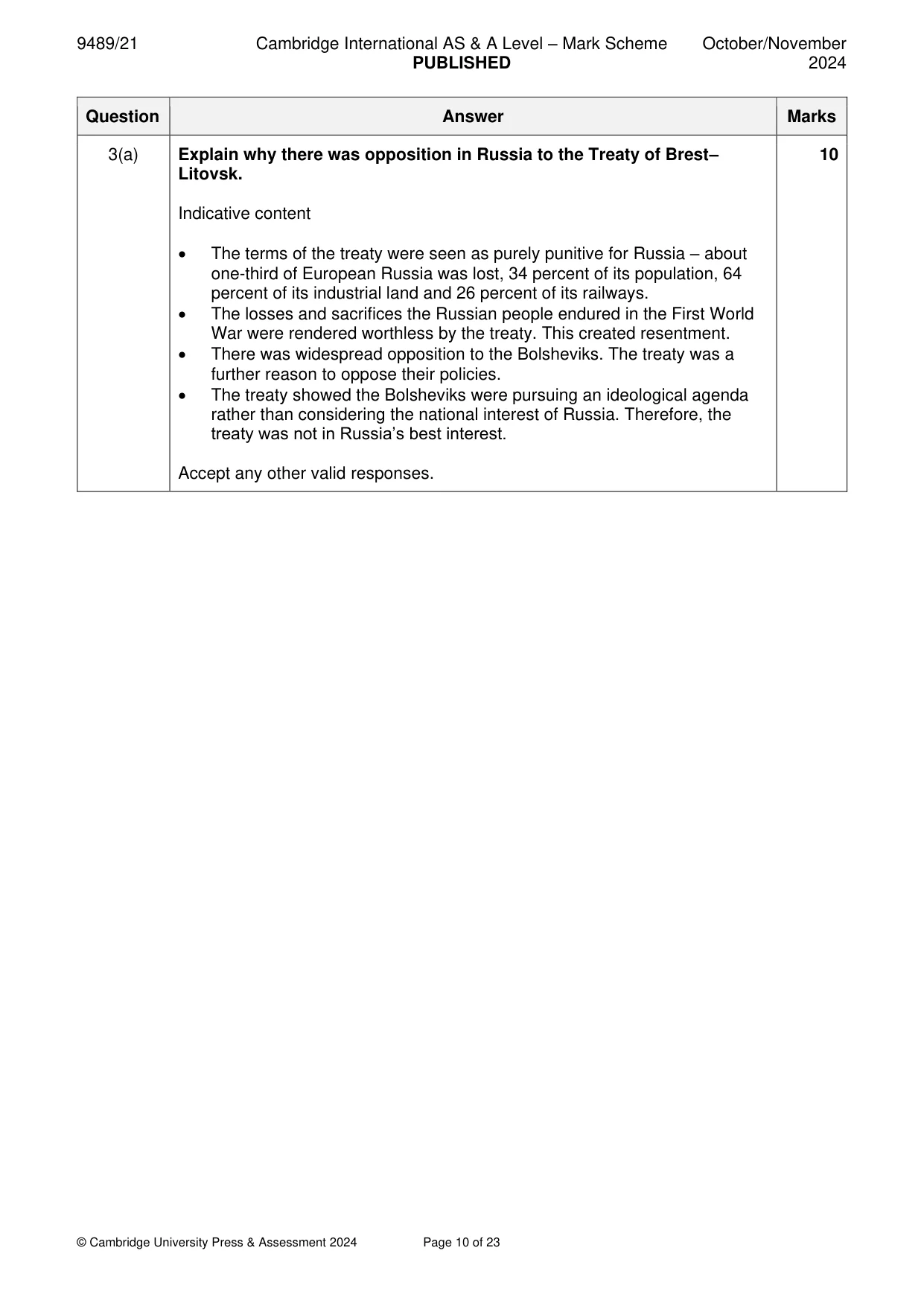 Mark scheme, page 10 of 23