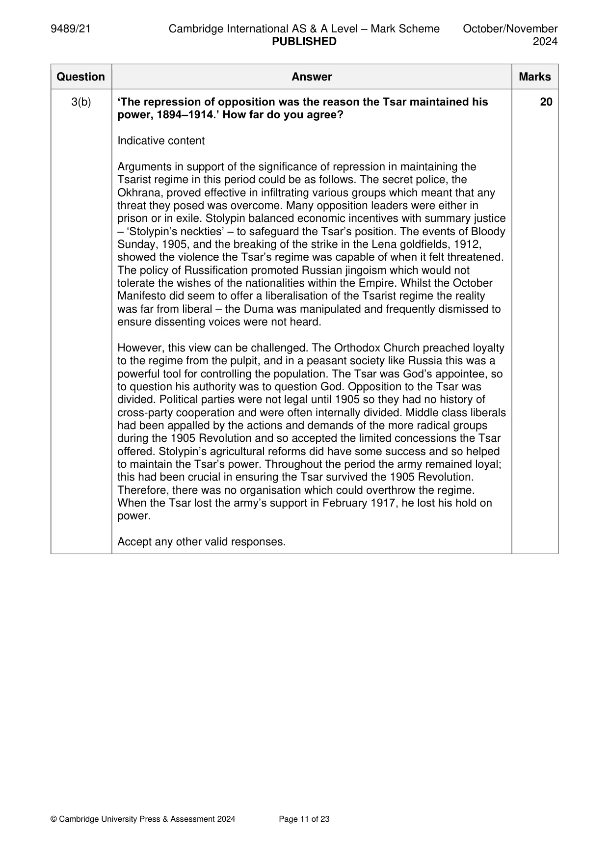 Mark scheme, page 11 of 23