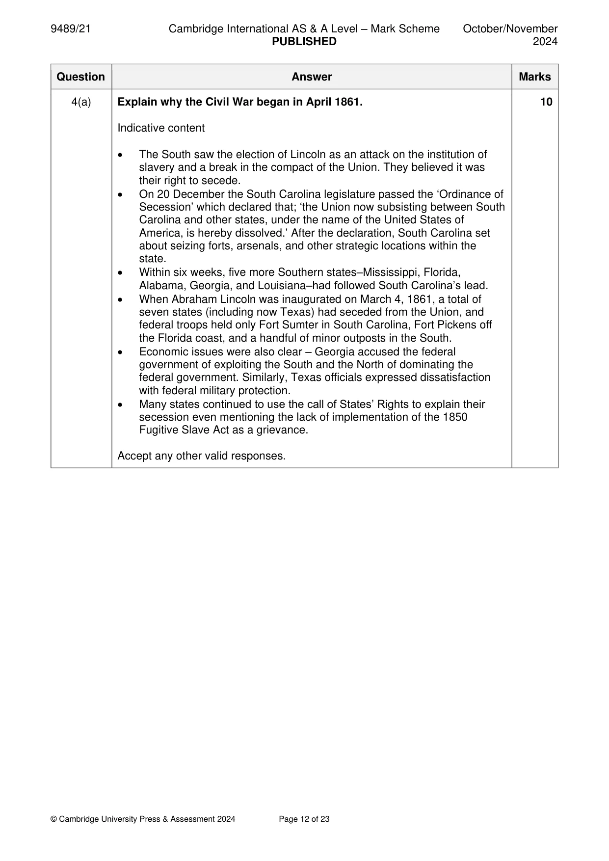 Mark scheme, page 12 of 23