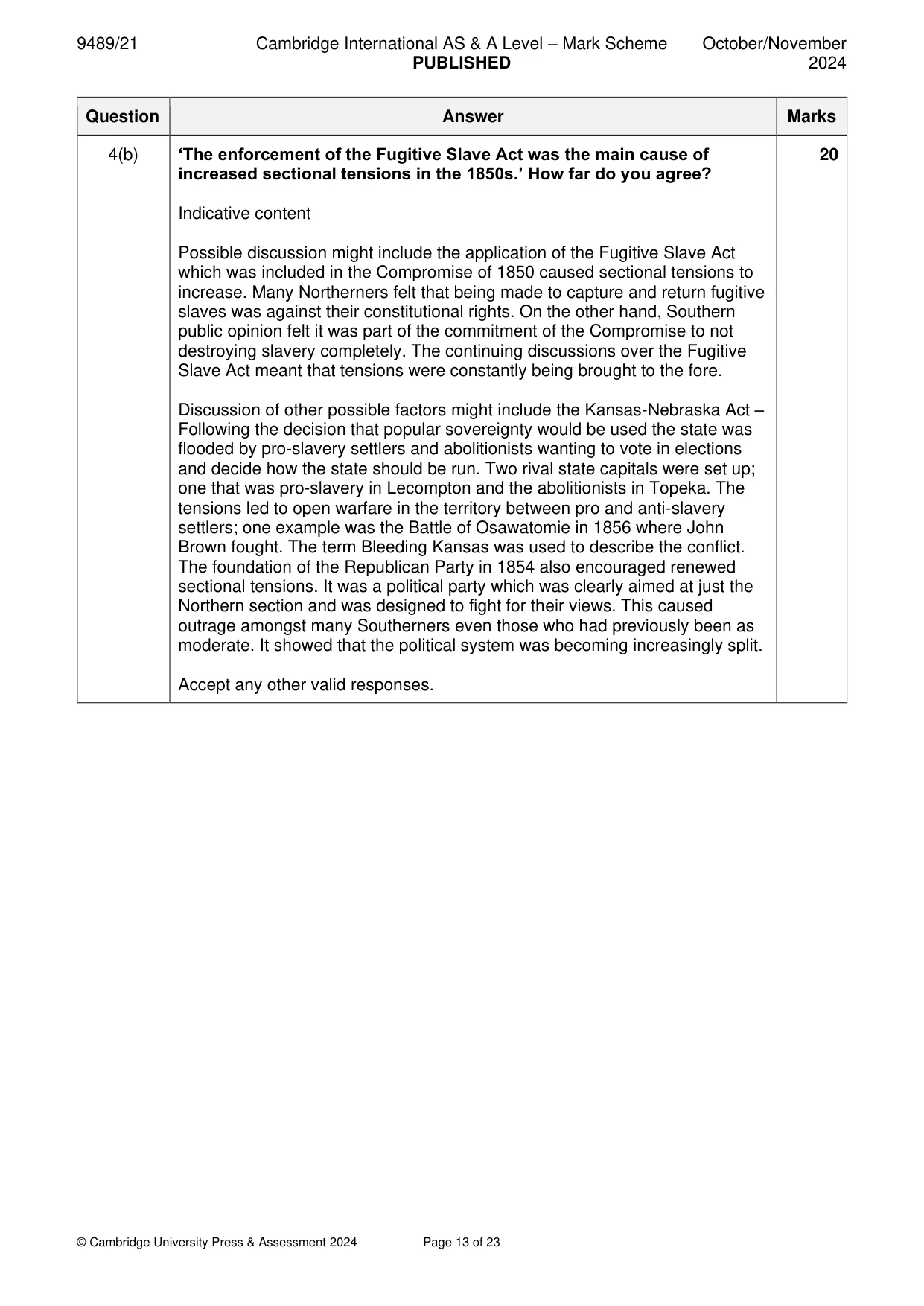 Mark scheme, page 13 of 23
