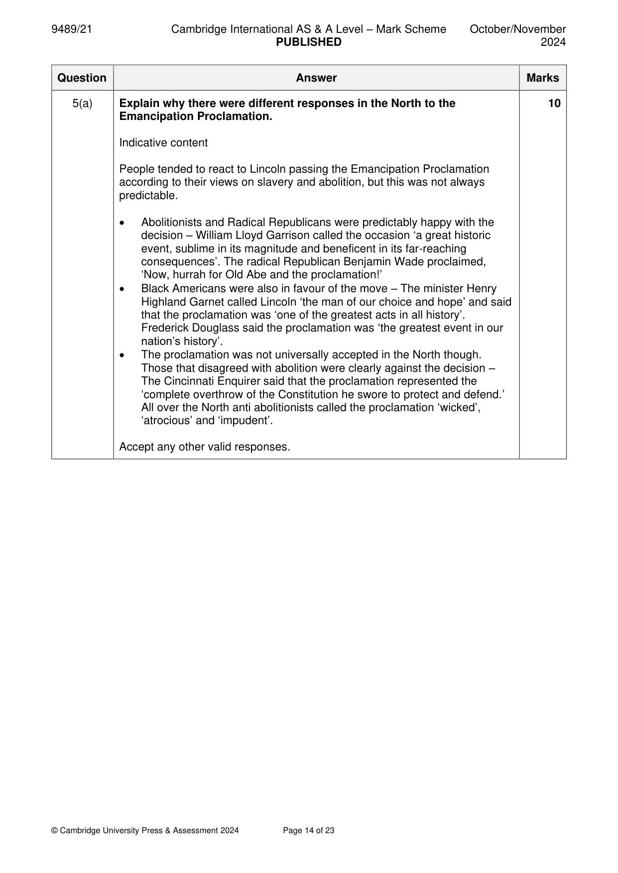 Mark scheme, page 14 of 23