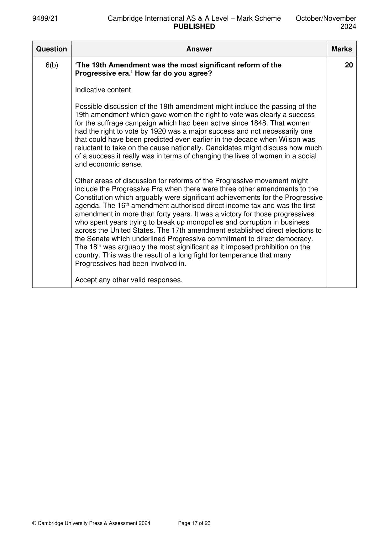 Mark scheme, page 17 of 23