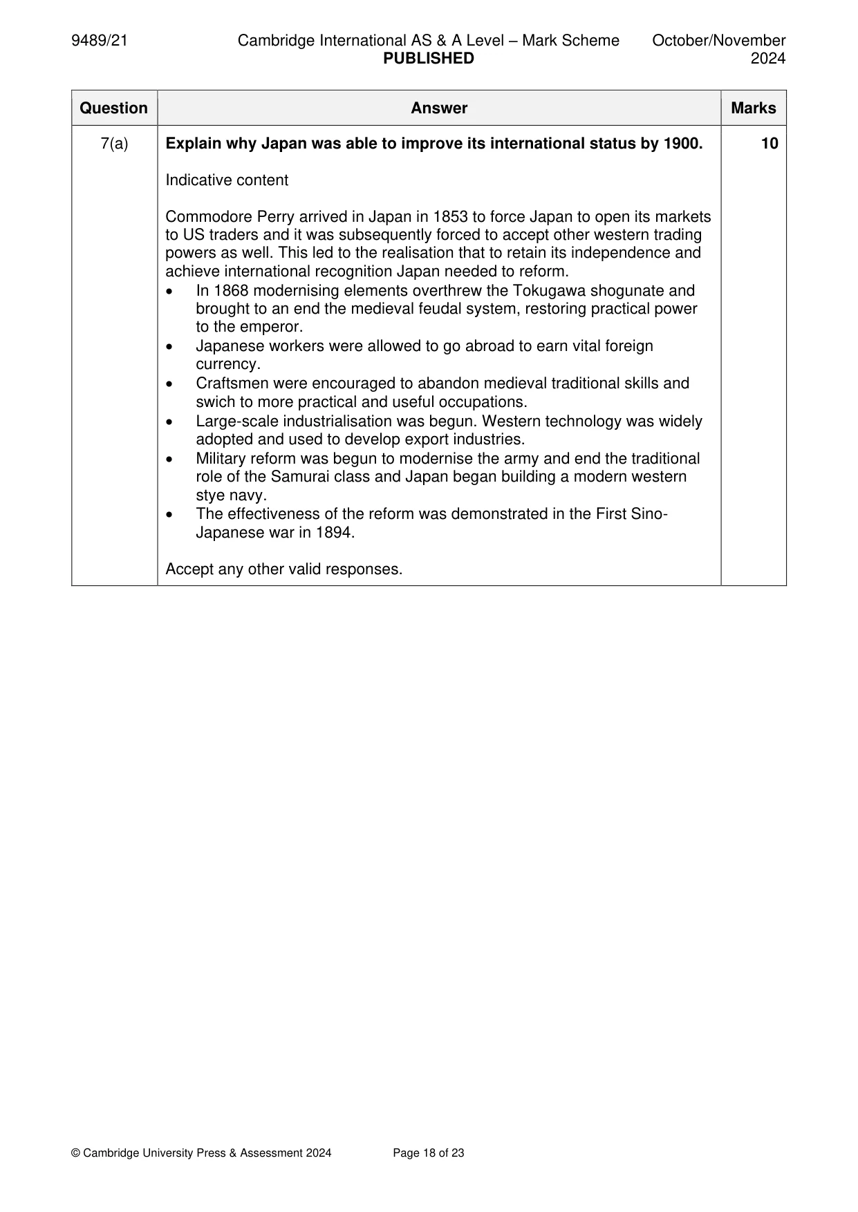 Mark scheme, page 18 of 23