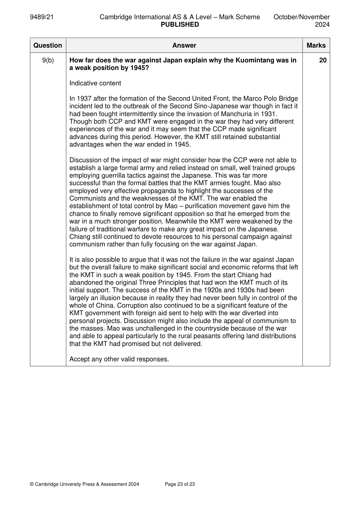 Mark scheme, page 23 of 23