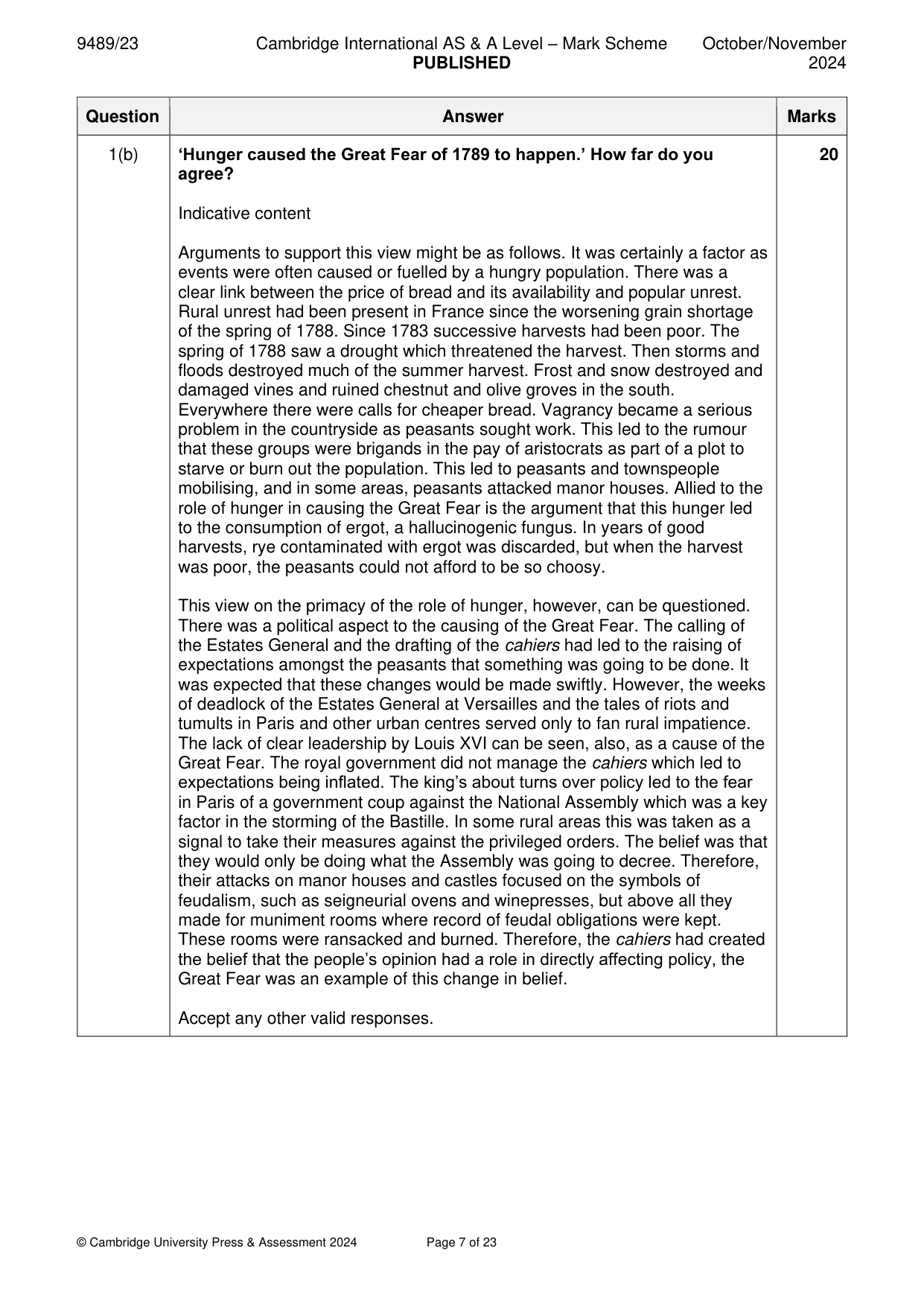 Mark scheme, page 7 of 23
