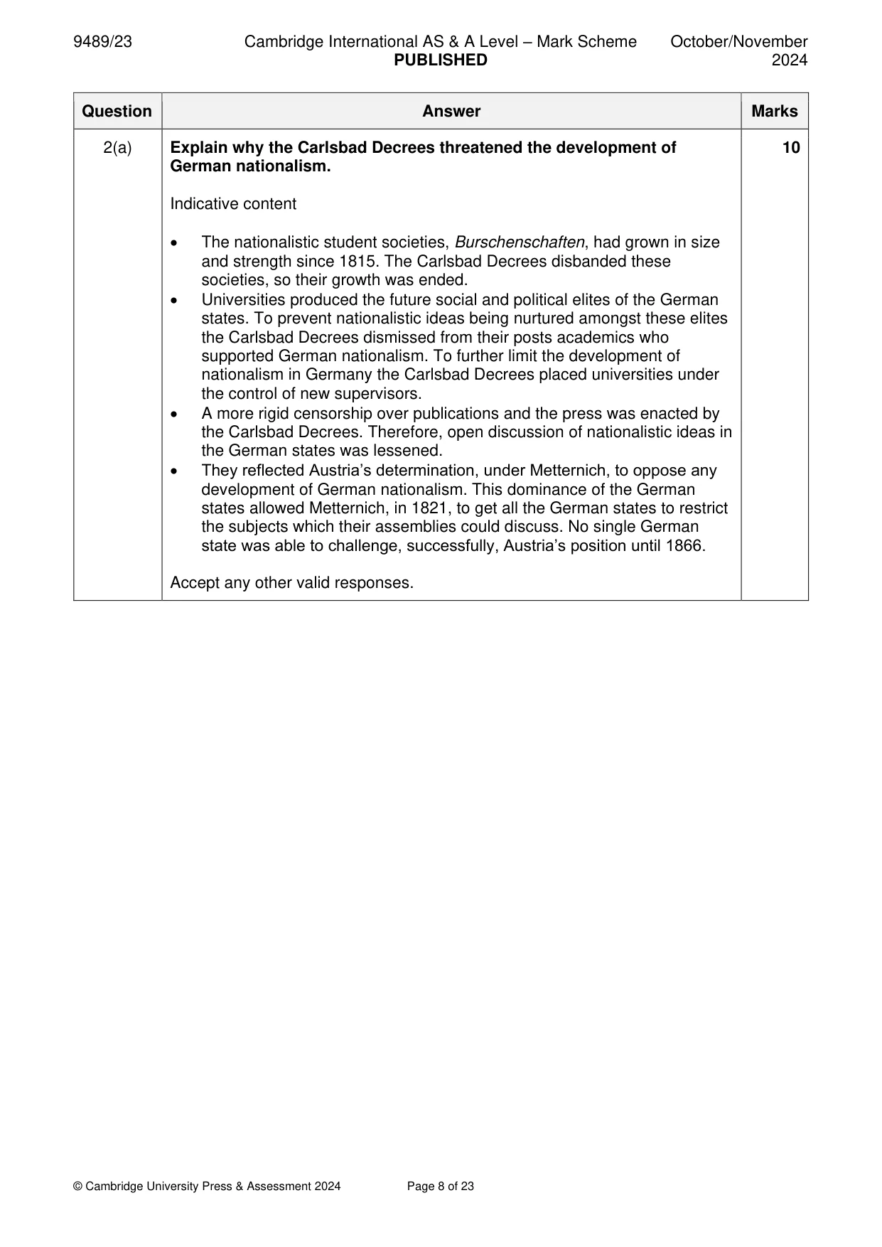 Mark scheme, page 8 of 23