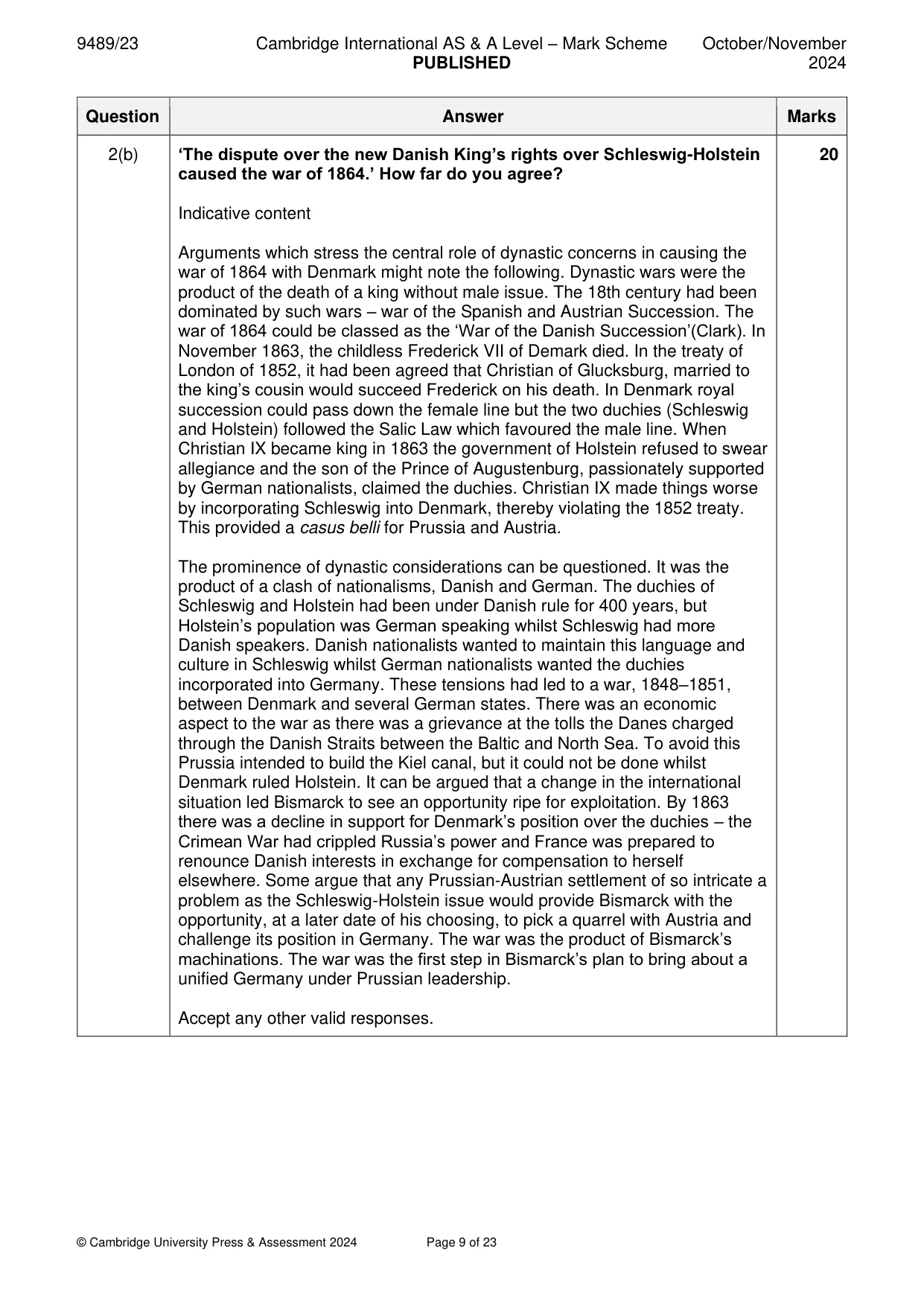 Mark scheme, page 9 of 23