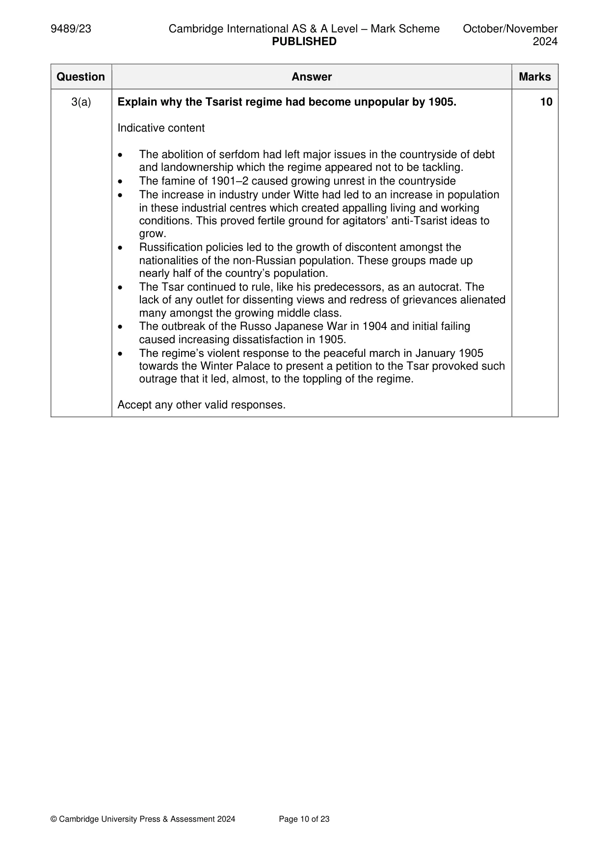 Mark scheme, page 10 of 23