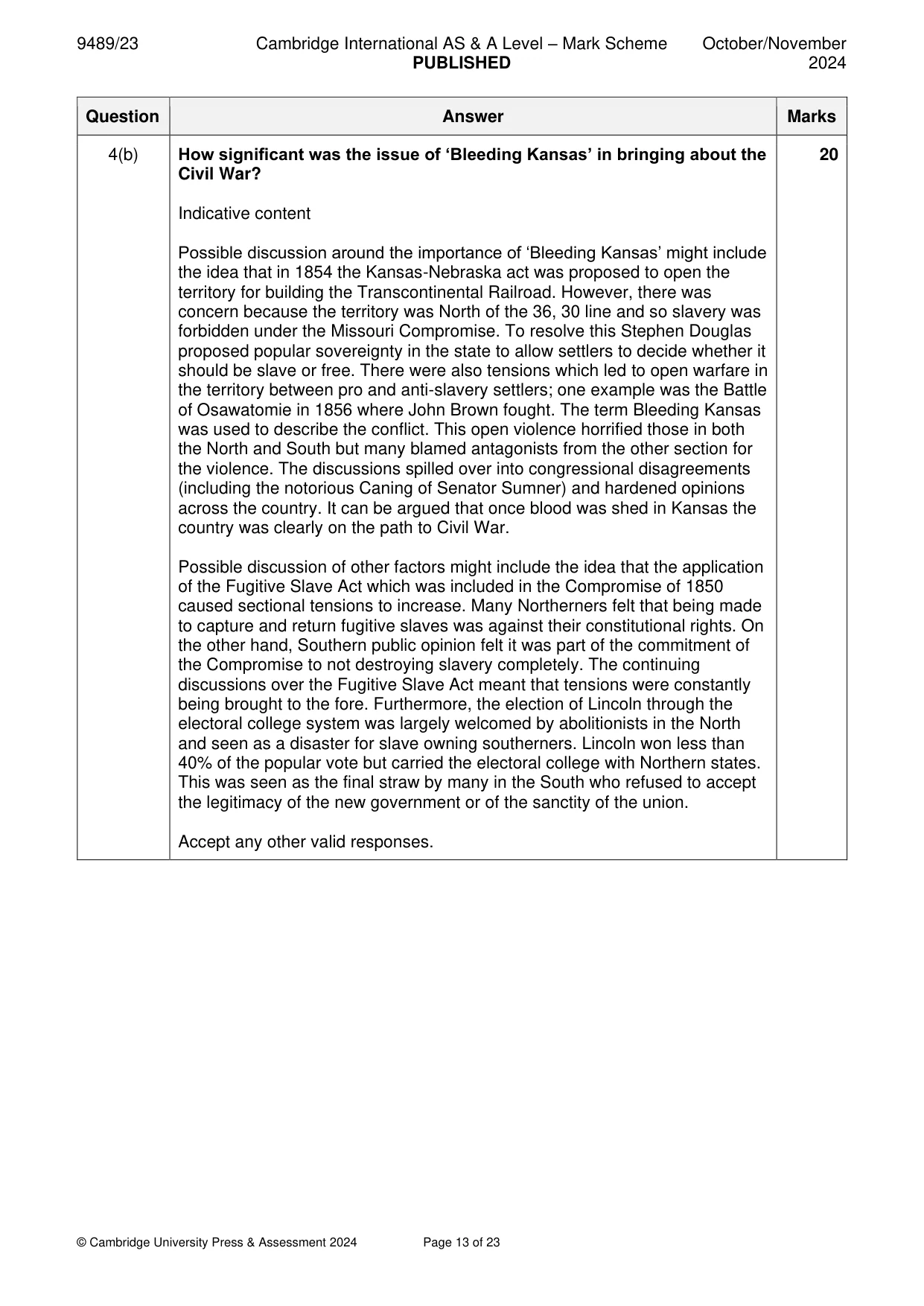 Mark scheme, page 13 of 23