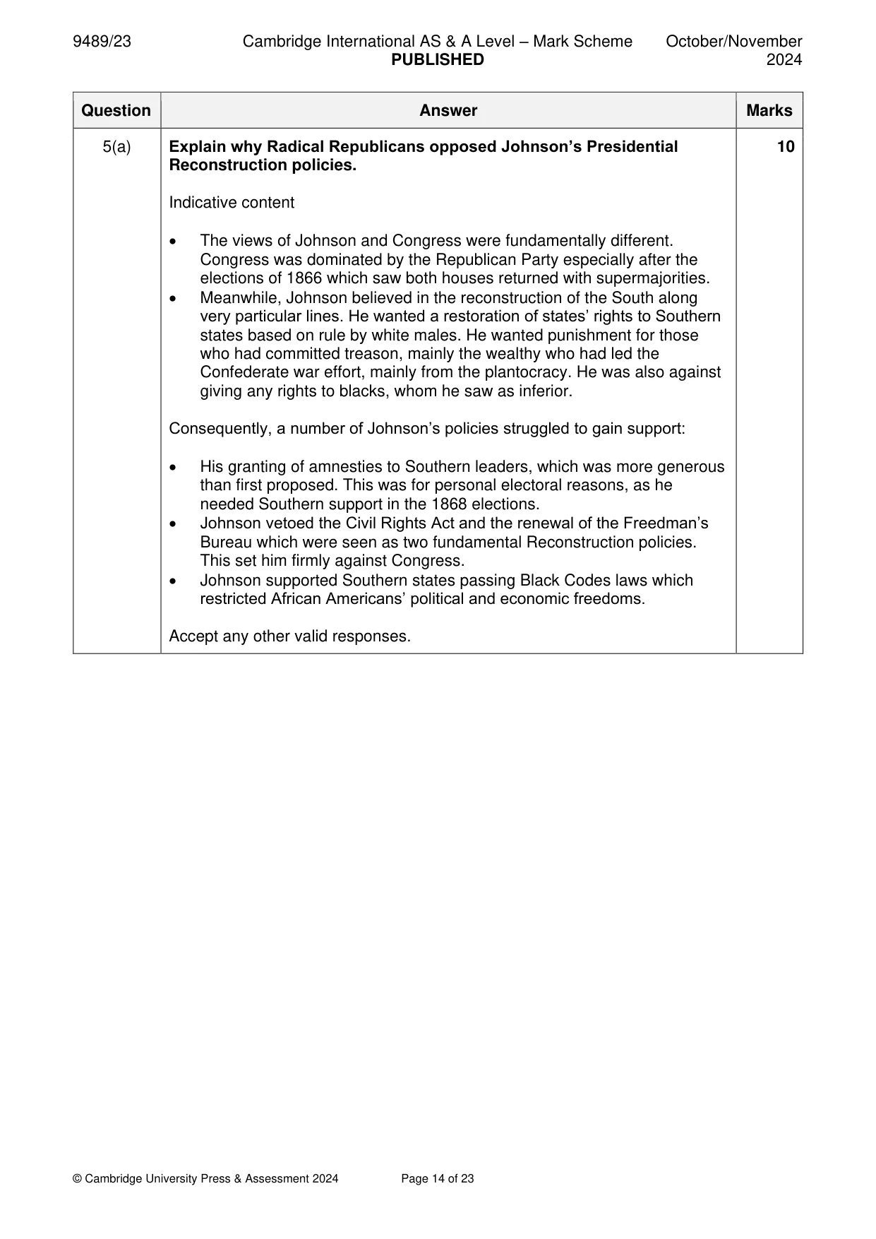 Mark scheme, page 14 of 23