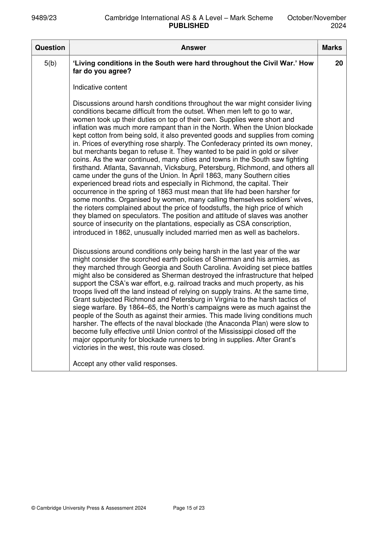 Mark scheme, page 15 of 23