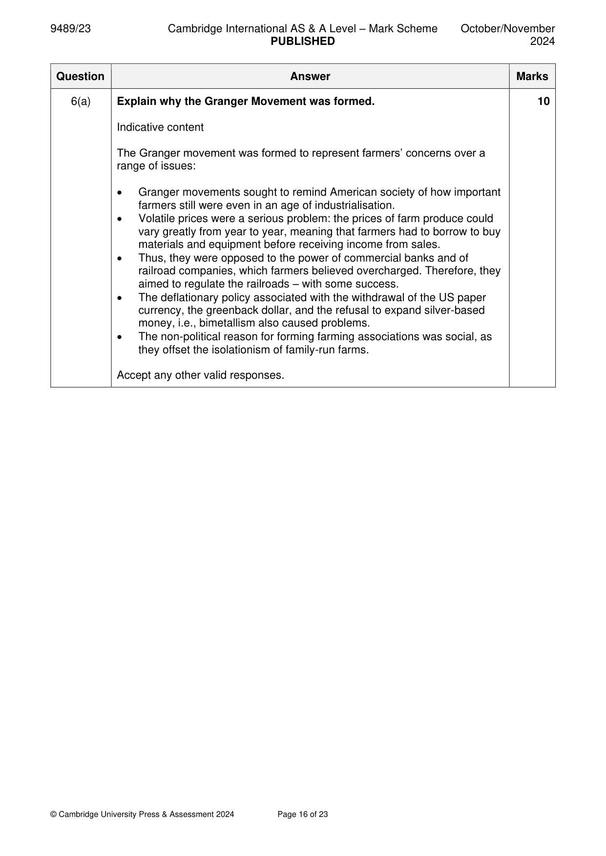 Mark scheme, page 16 of 23