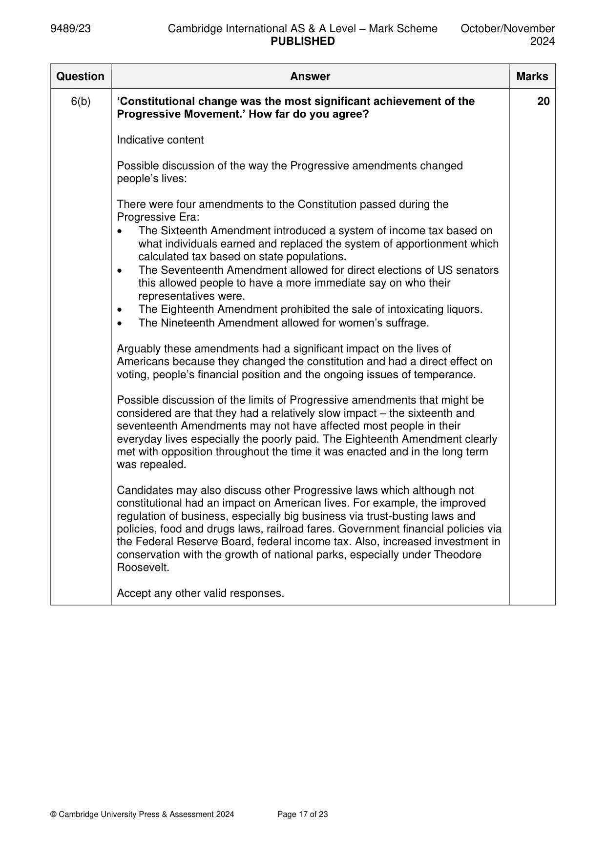 Mark scheme, page 17 of 23
