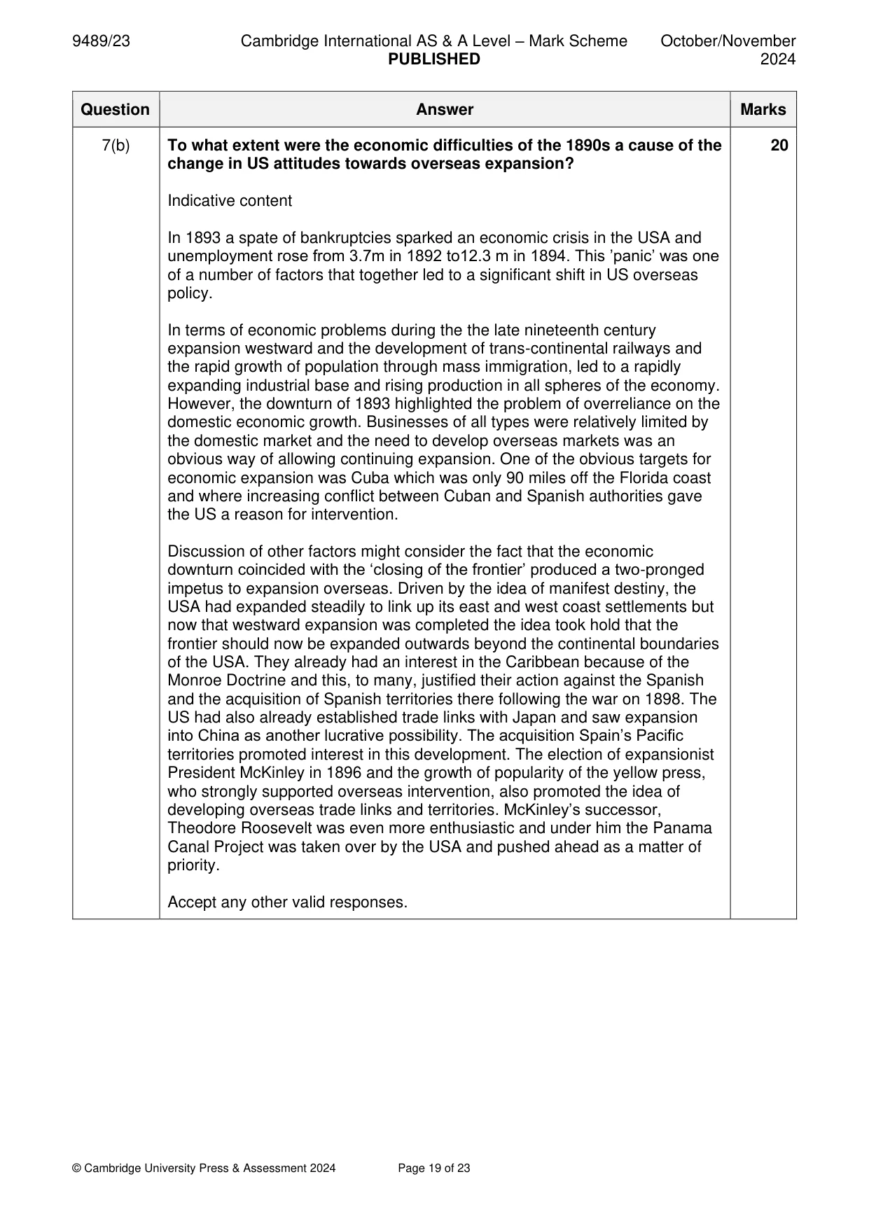 Mark scheme, page 19 of 23