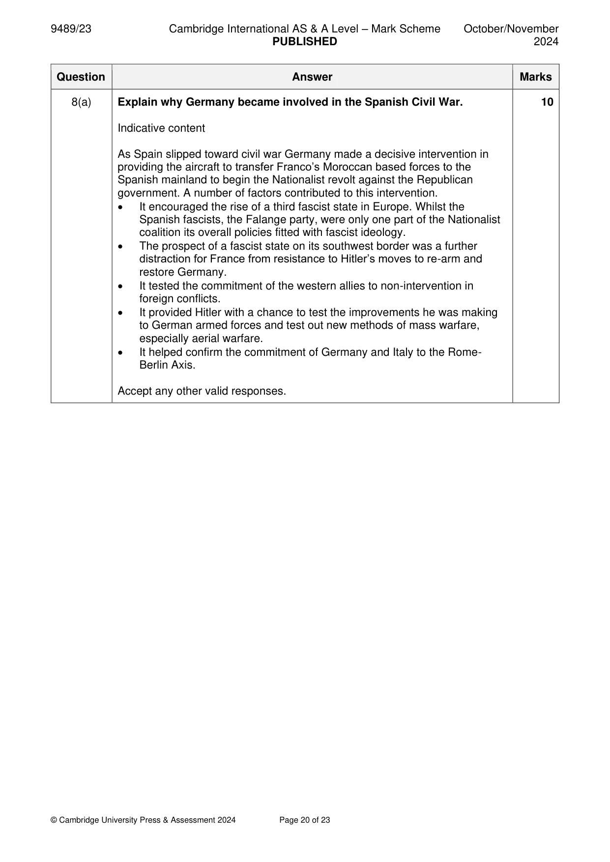 Mark scheme, page 20 of 23