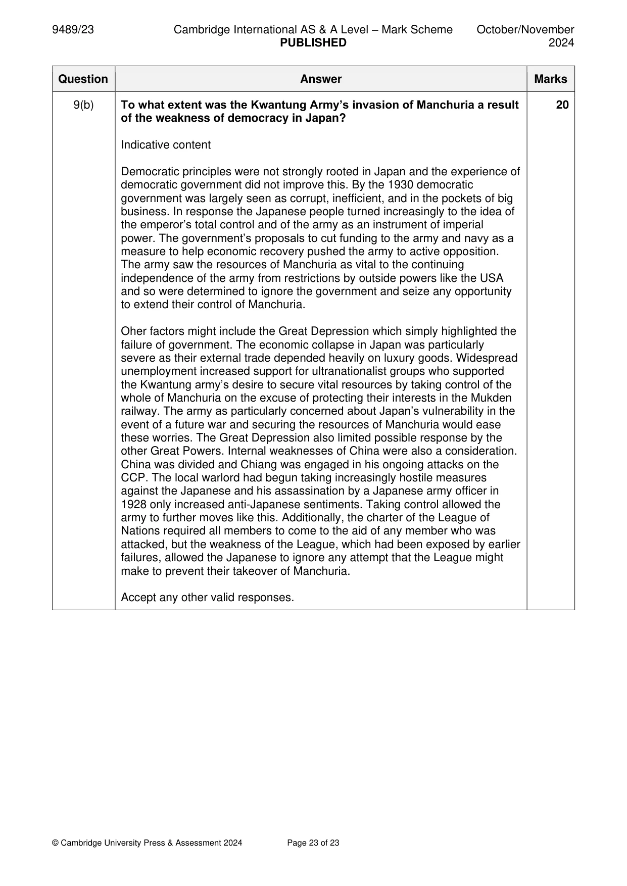 Mark scheme, page 23 of 23